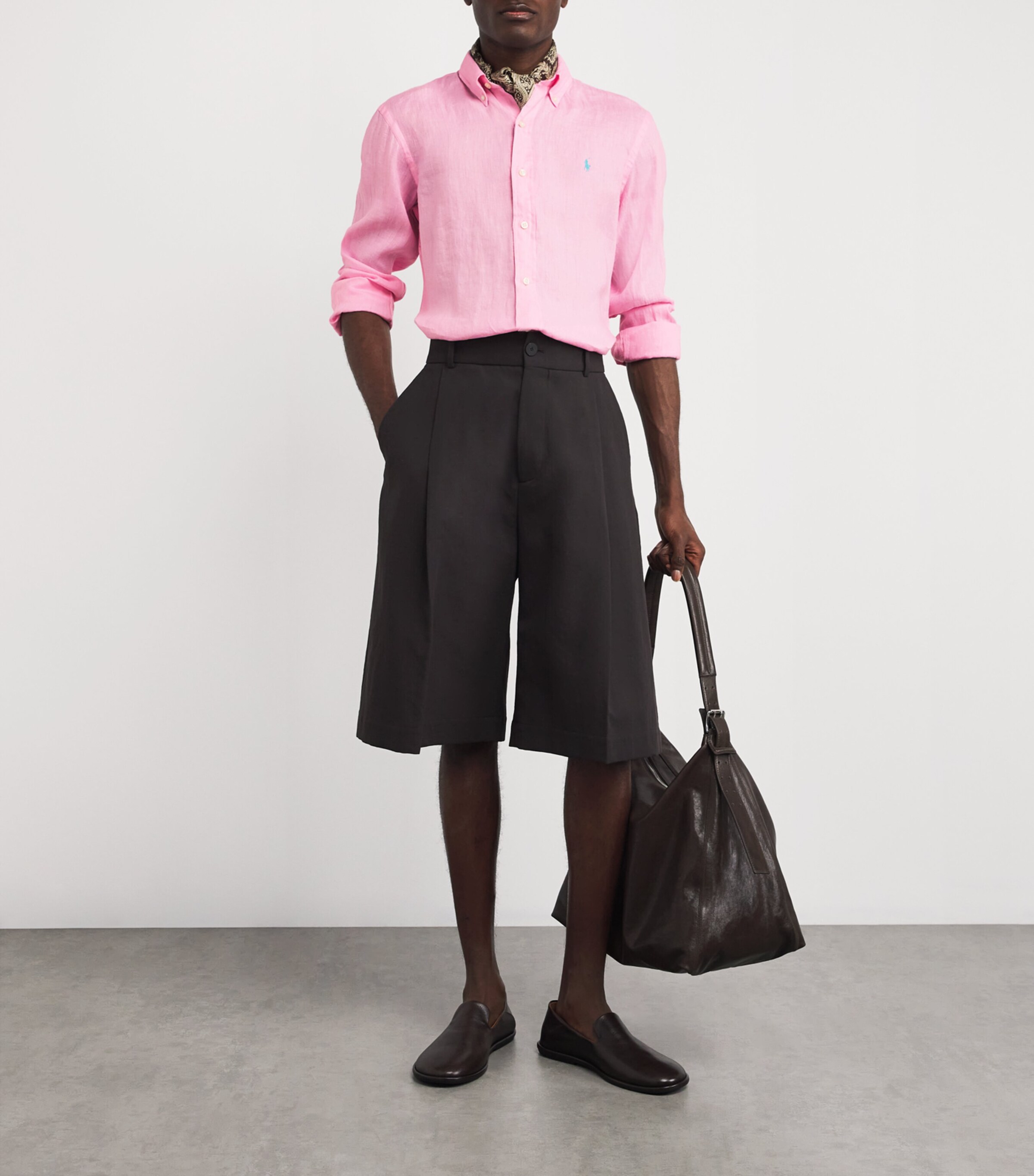 Polo Ralph Lauren Mens Linen Custom Fit Shirt Pink Image 2