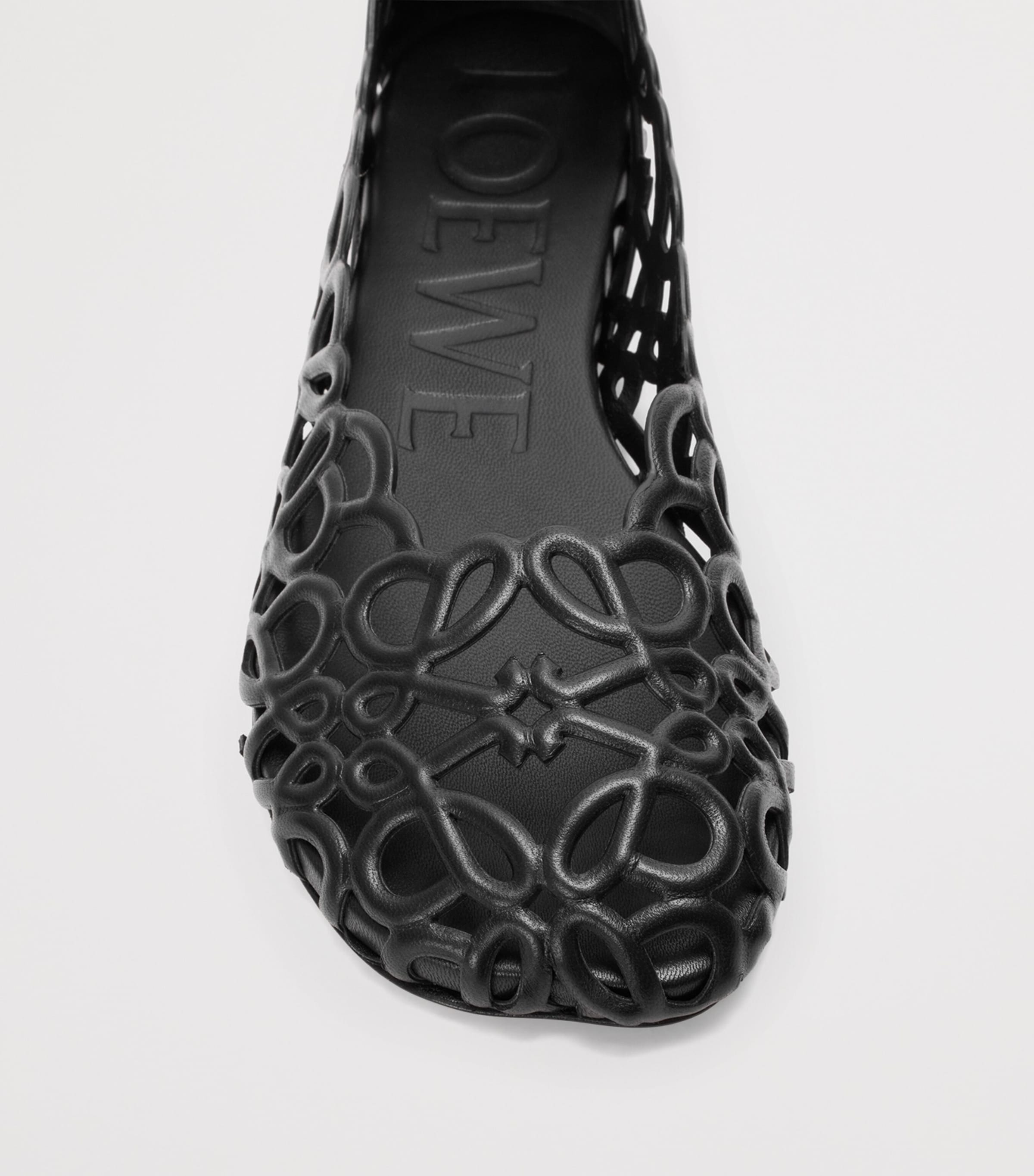 LOEWE Leather Petal Anagram Ballet Flats Black Image 4