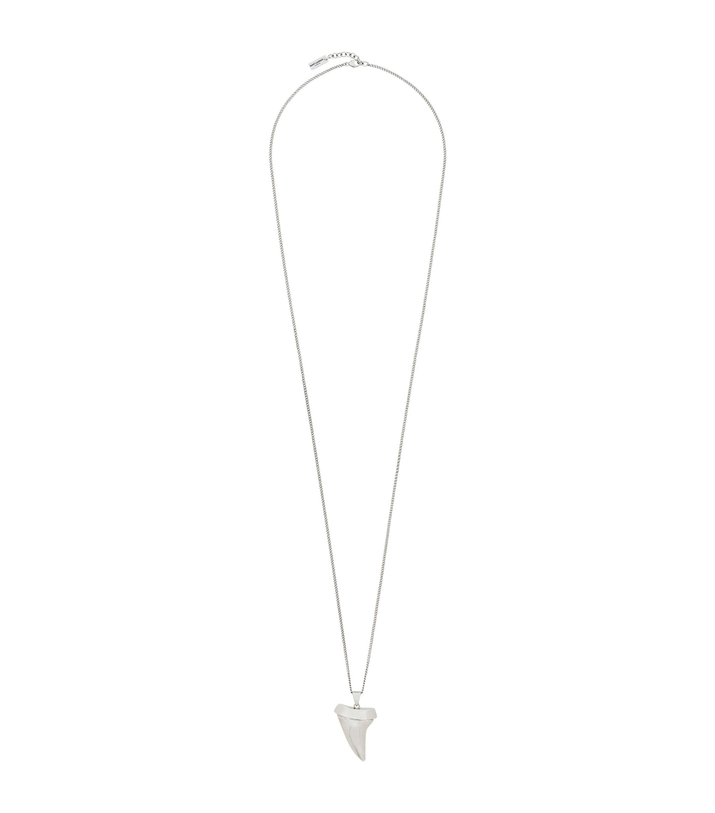 Shop Saint Laurent Shark Tooth Pendant Necklace In Metallic