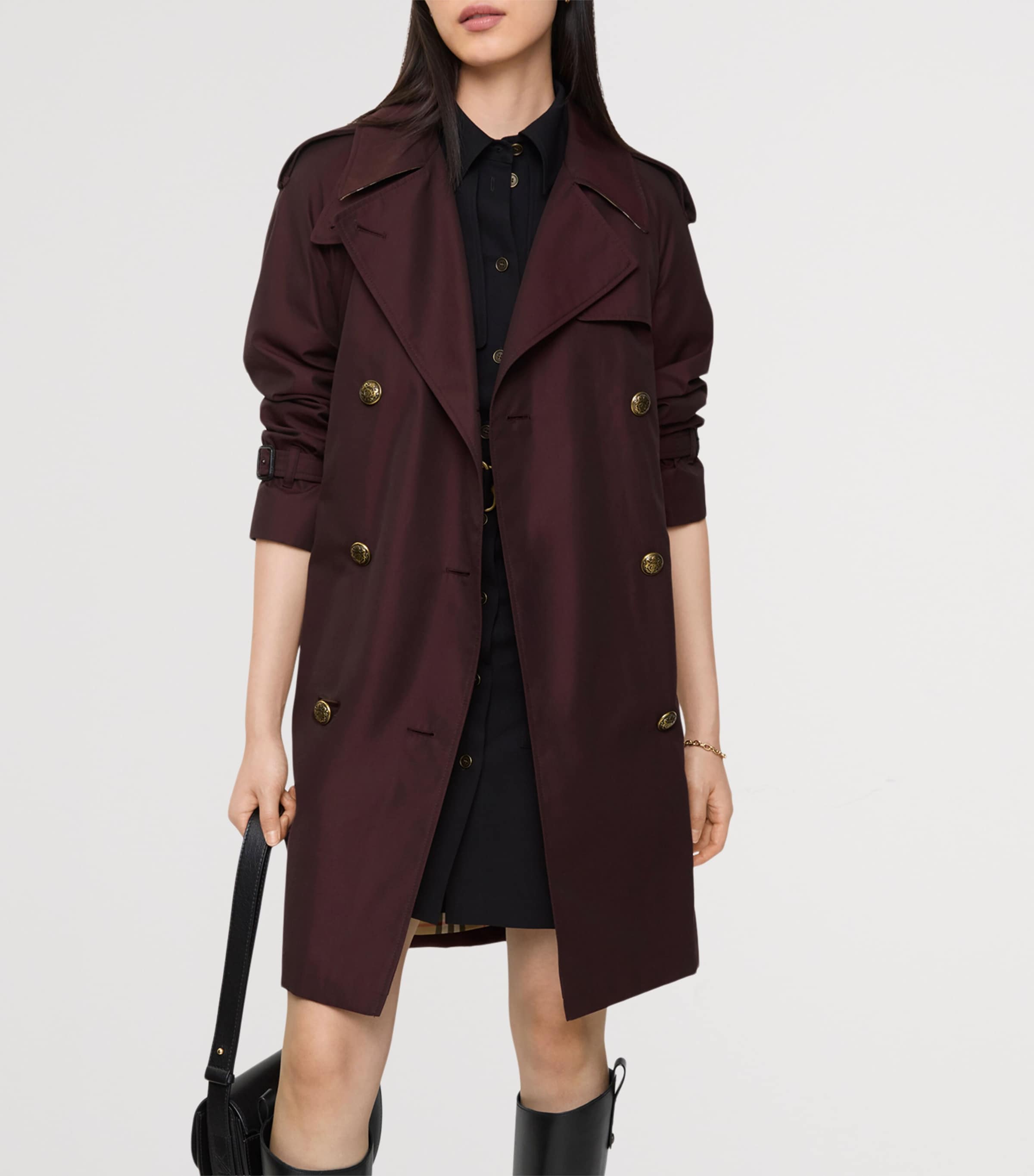 Mid-Length Castleford Trench Coat MAHOGANY RED Image 3
