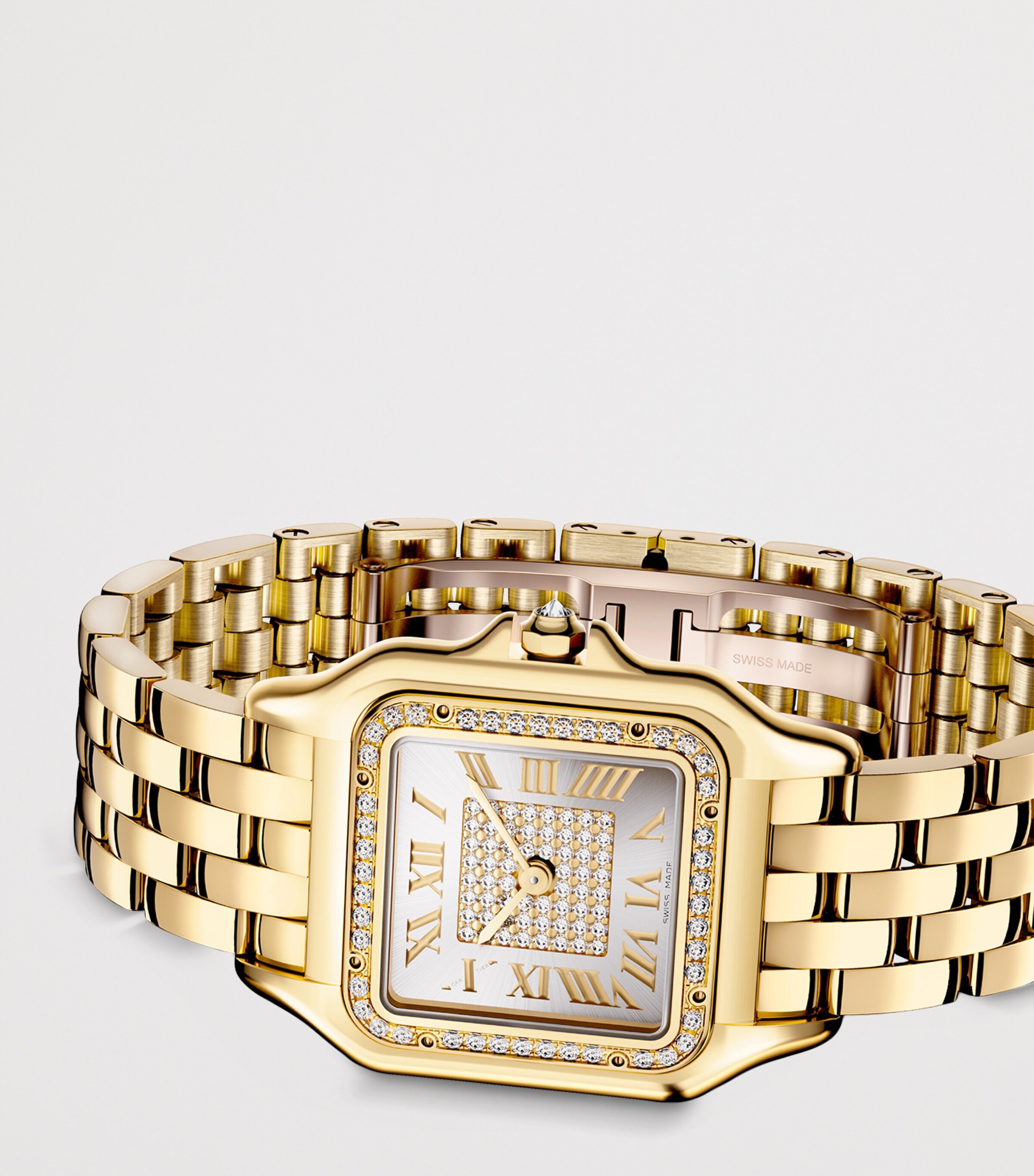 Cartier Medium Yellow Gold and Diamond Panthère de Cartier Watch 27mm Silvered Image 7