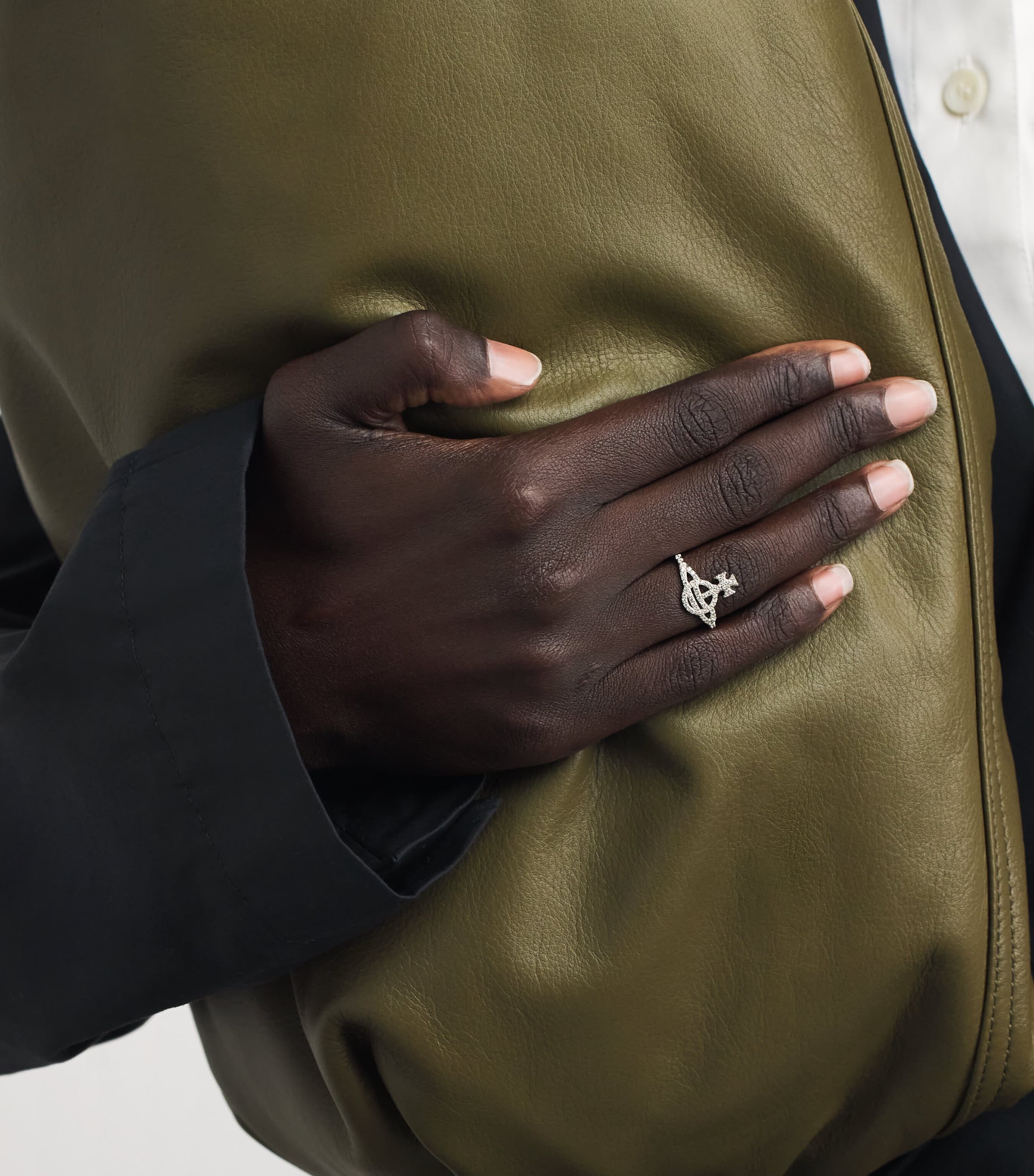 Vivienne Westwood Recycled Silver Calliope Ring Platinum / White Cz Image 2