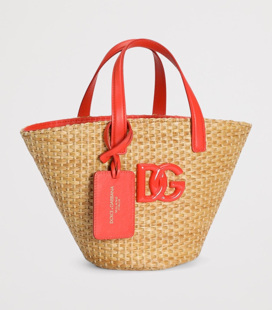 Dolce&Gabbana Kids Straw Logo Tote Bag Maiolica Ar Image 2