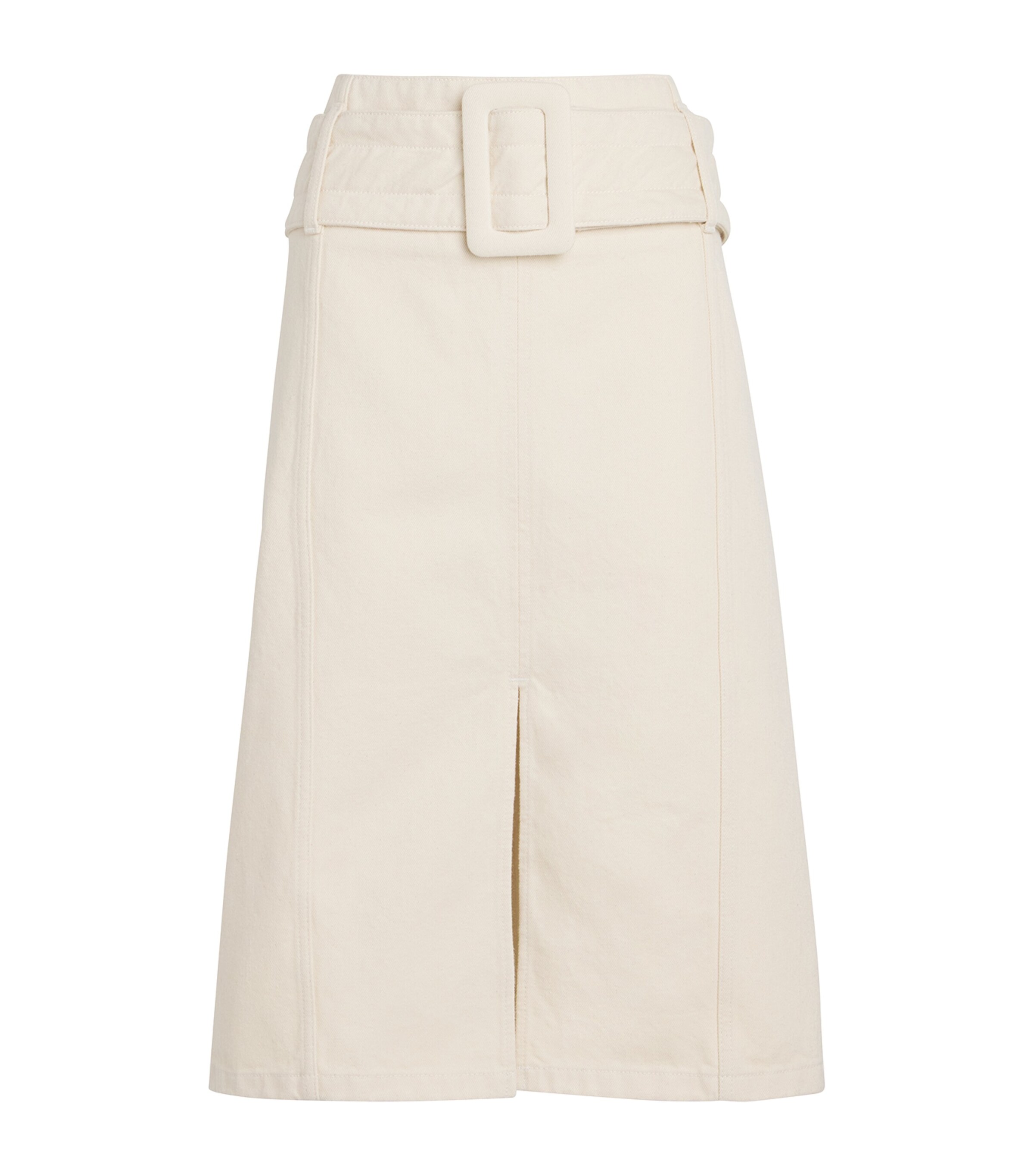 Shop Patou Denim Belted Midi Skirt In Beige