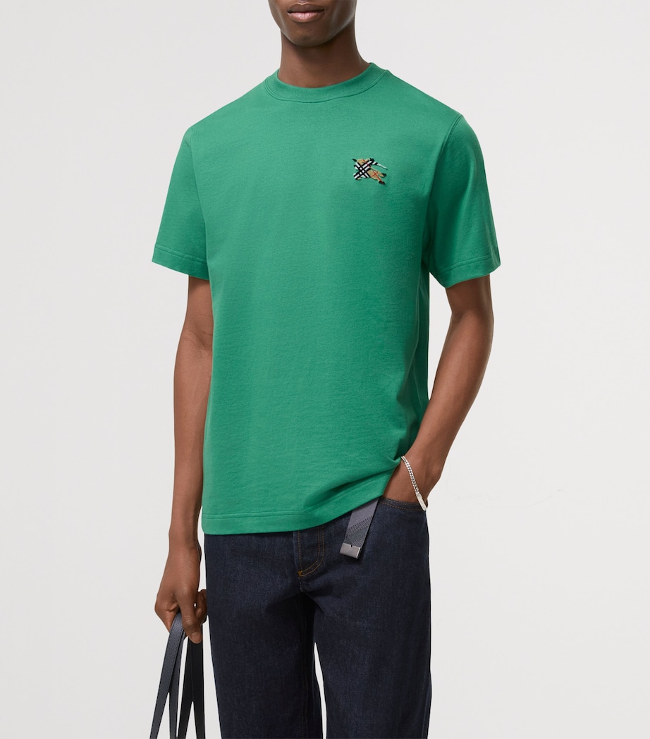 Burberry Mens Cotton Check EKD Slim T-Shirt Jade Green Image 2