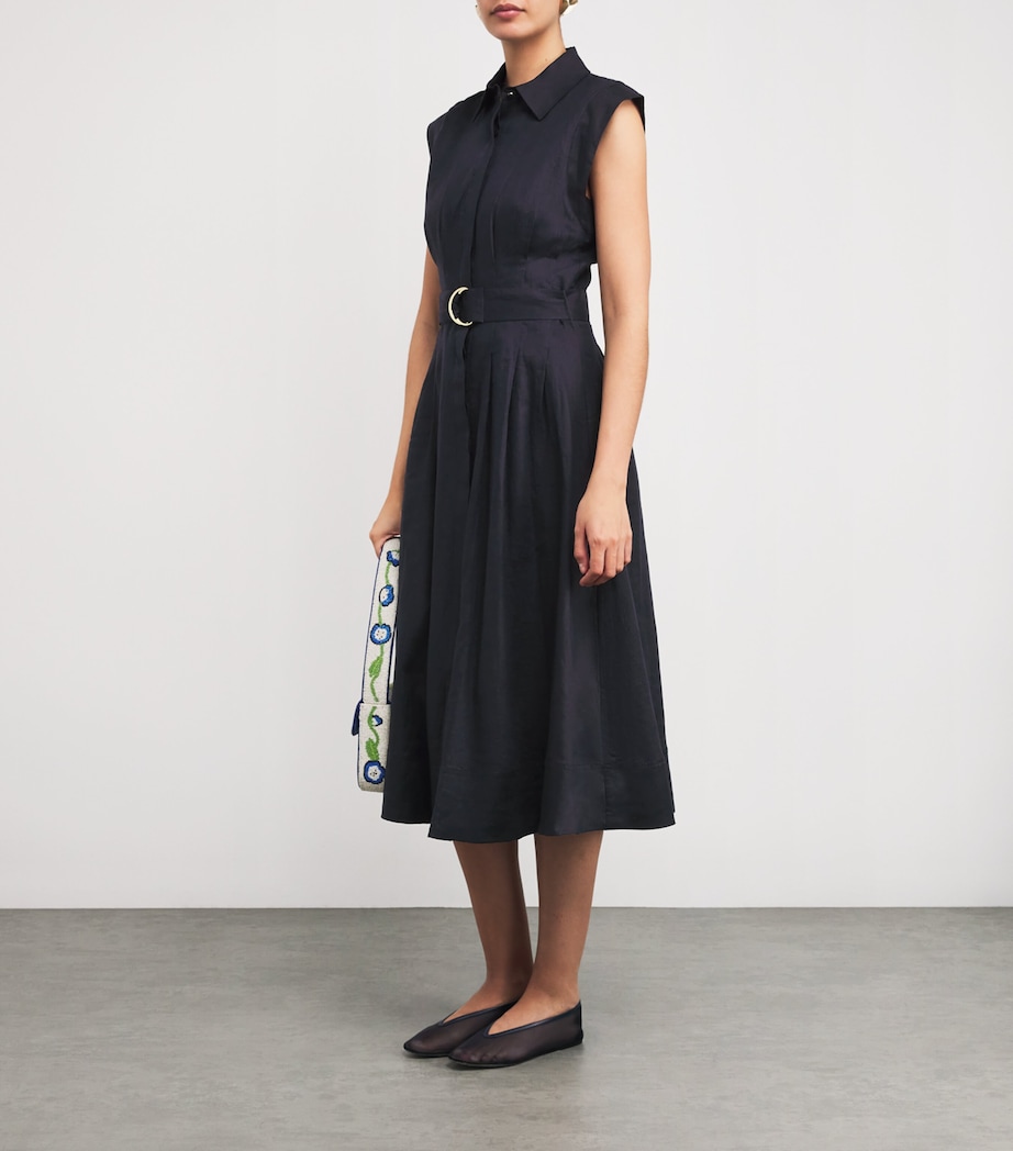 Veronica Beard Navy Linen Loretta Midi Dress | Harrods US Veronica Beard Navy Linen Loretta Midi Dress | Harrods US
