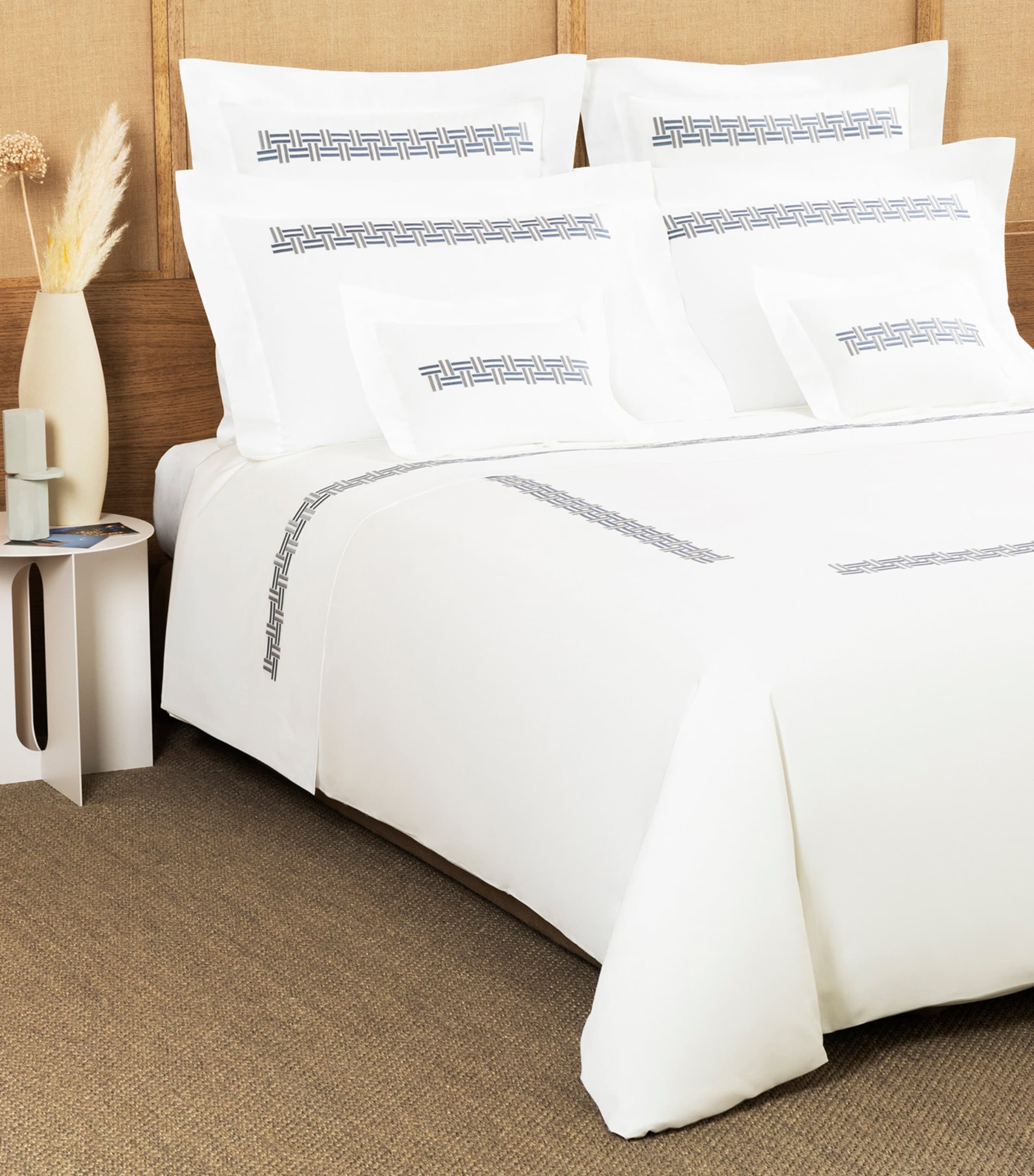 Basket Weave Super King Duvet Cover (260cm x 240cm) 8E23 - STEEL BLUE/GR Image 3