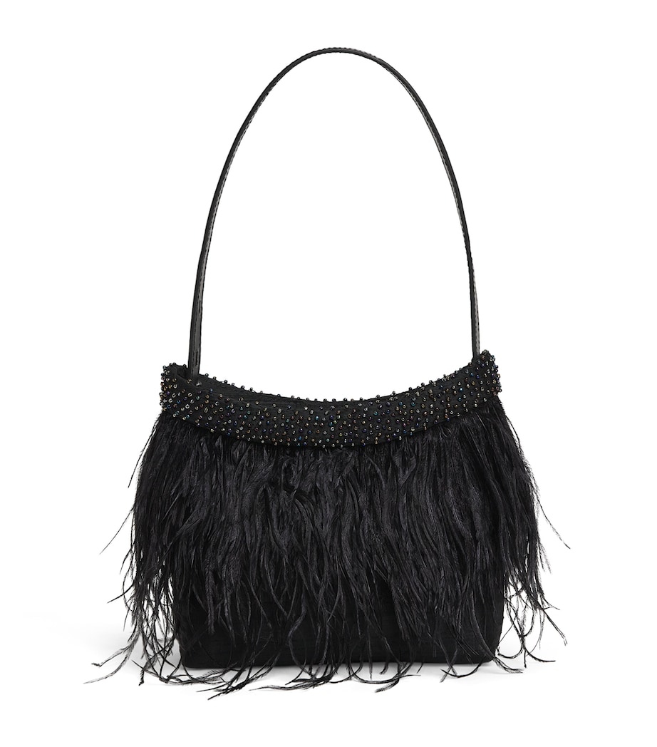 STAUD Satin Feather Winslow Shoulder Bag Blk Black Image 1