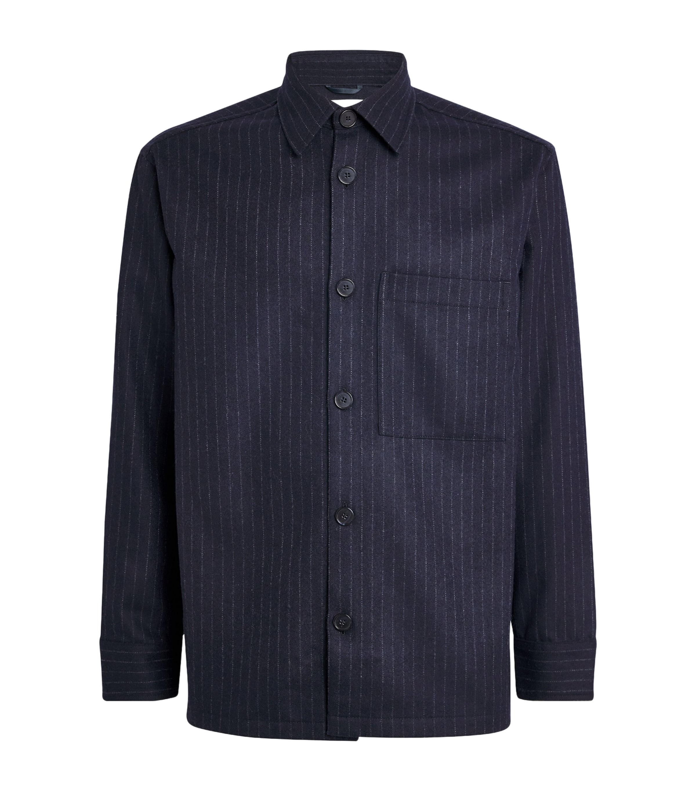 Nn07 Wool-blend Stripe Overshirt In Black