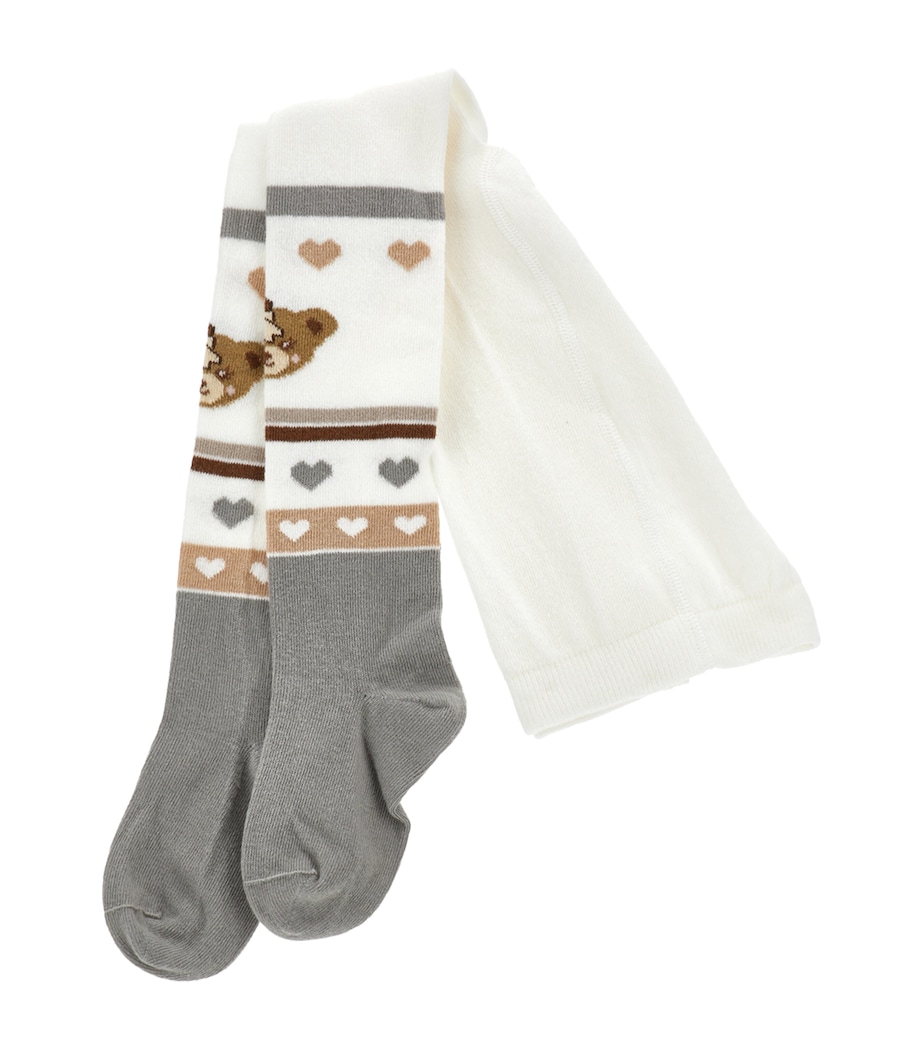 Cotton-Blend Teddy Bear Tights PANNA+GRIGIO Image 2