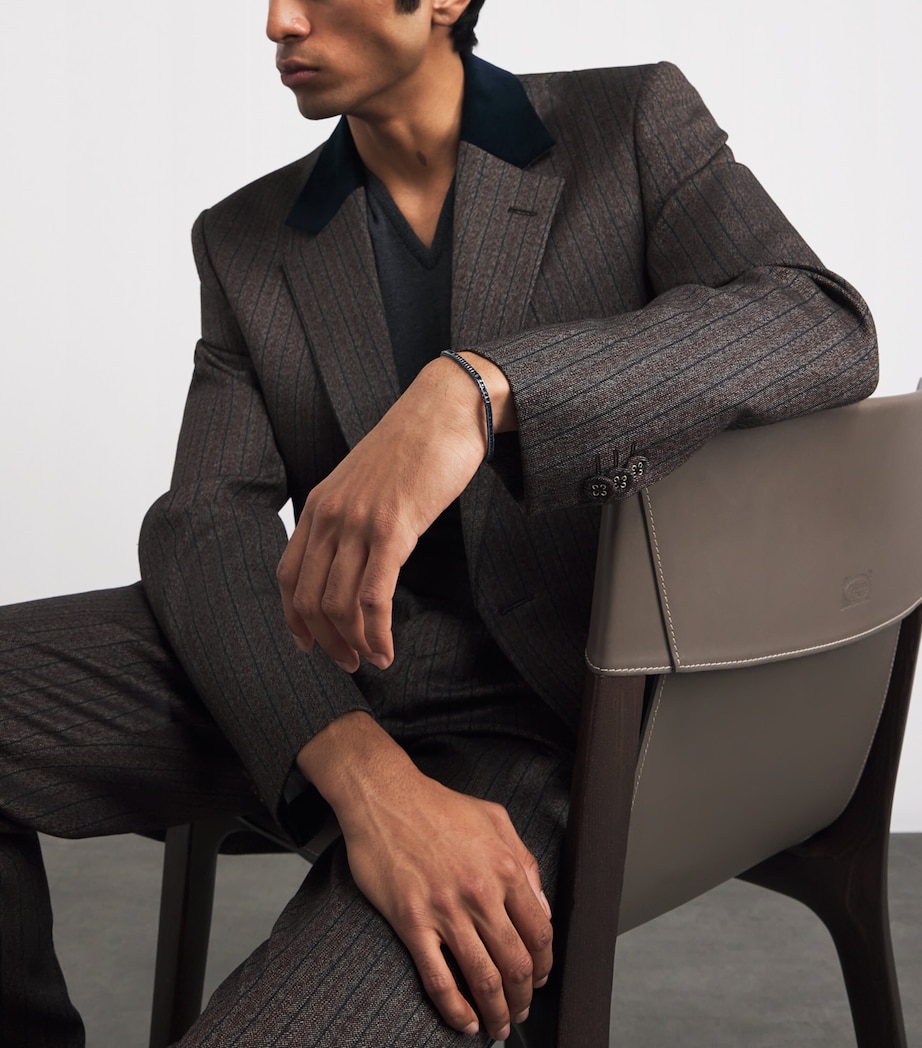 Rhodium-Plated Sterling Silver Quadro Tennis Bracelet BLUE Image 2