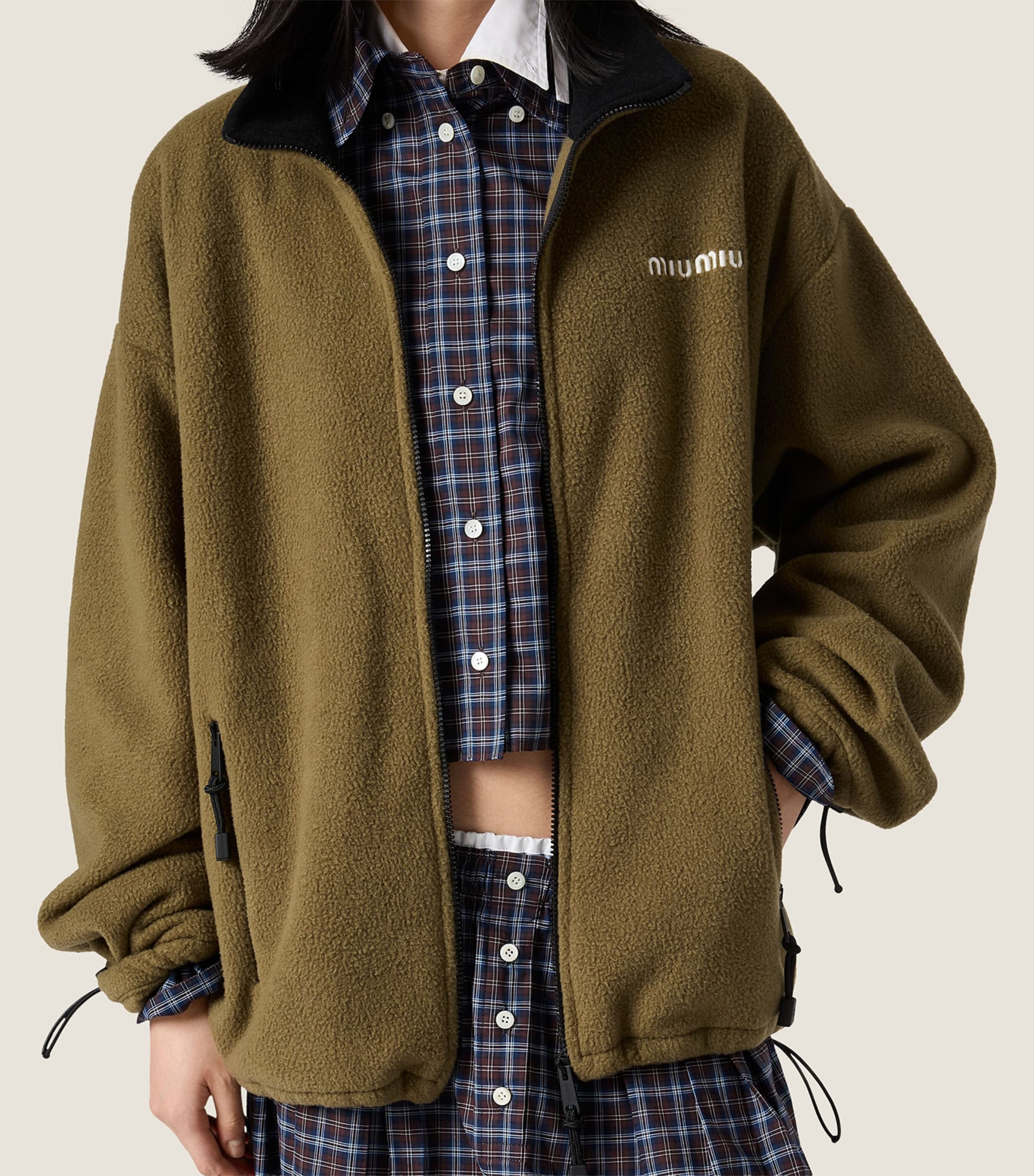Miu Miu Womens Fleece Zip-Up Jacket Green Image 5