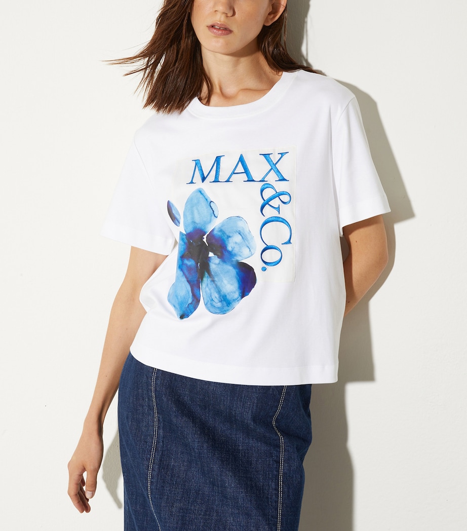 MAX&Co. Womens Cotton Graphic T-Shirt Optical White Image 2
