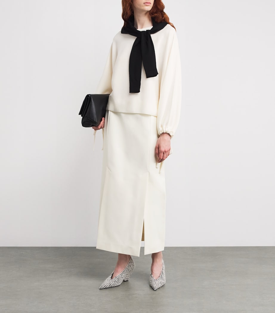 Virgin Wool Knit Sweater WHITE Image 2