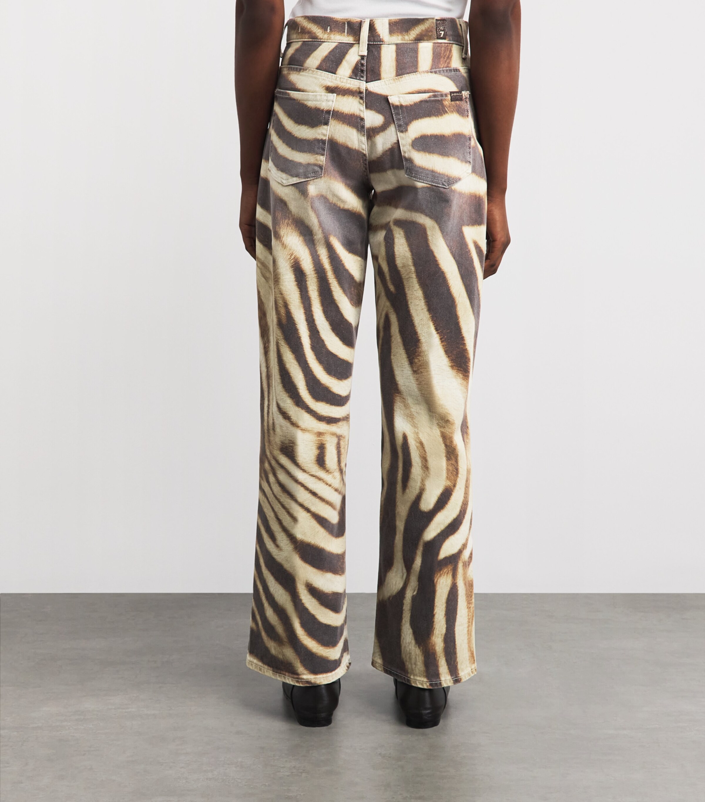 7 For All Mankind Womens Zebra Print Stovepipe Straight Jeans Zebra Luxe Image 5