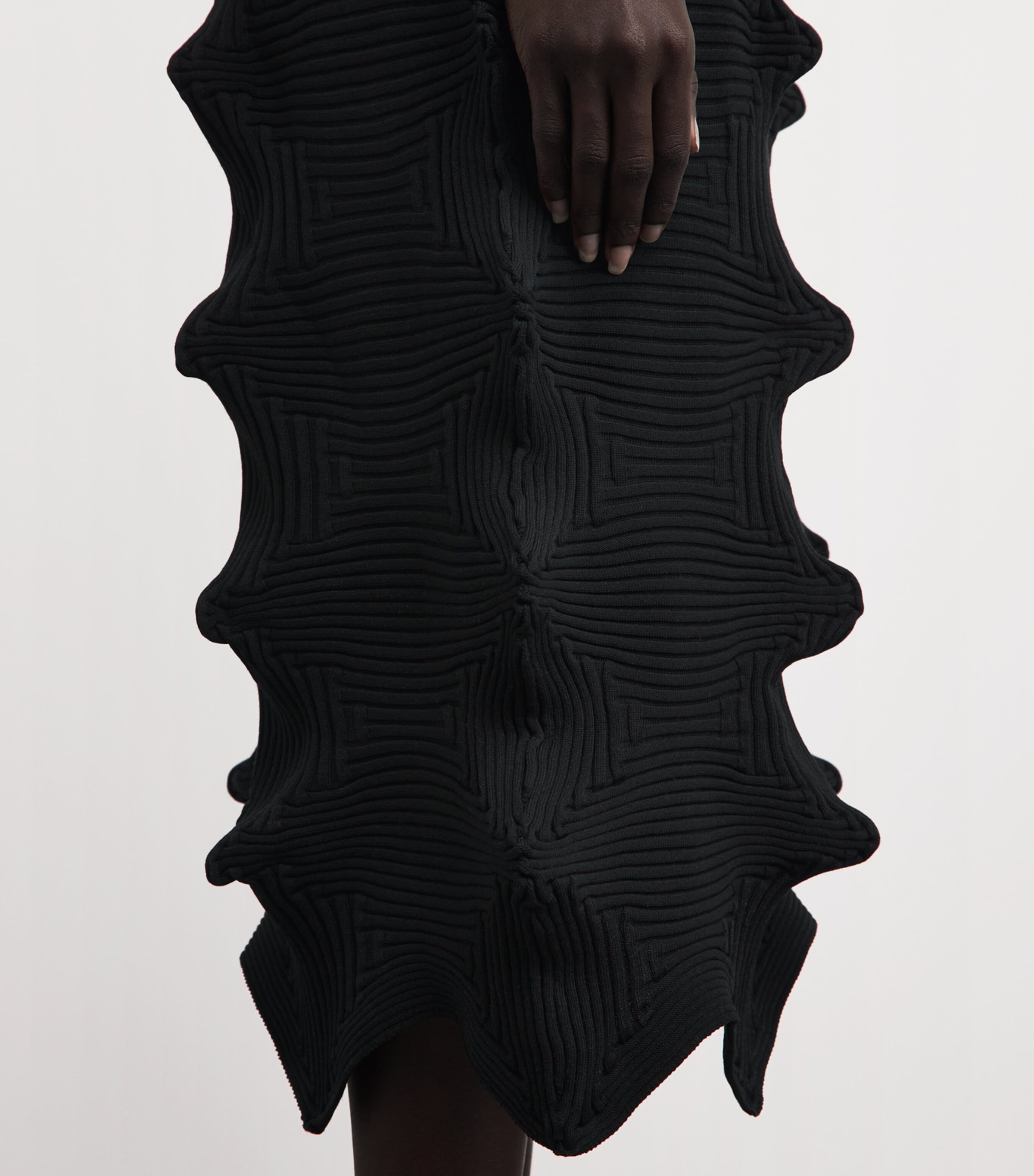 Issey Miyake Womens Knitted Linkage Midi Dress Black Image 5