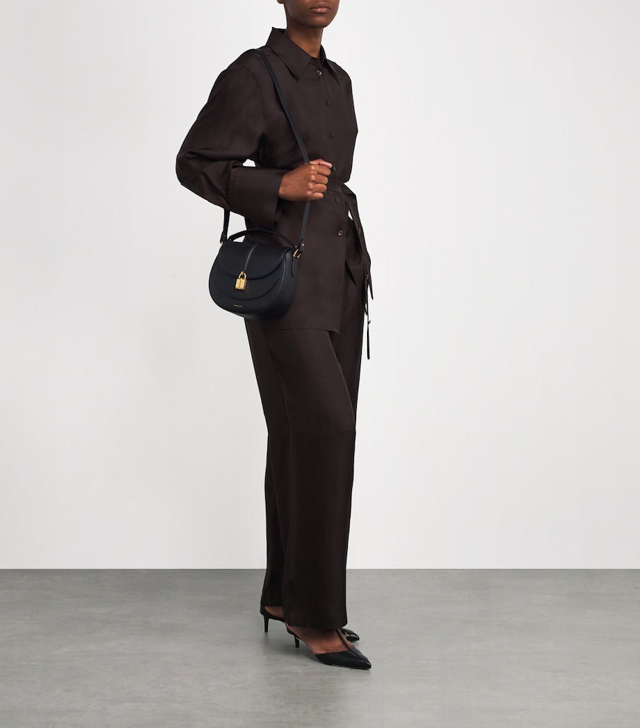 Small Leather Siena Saddle Bag BLACK F03 Image 2