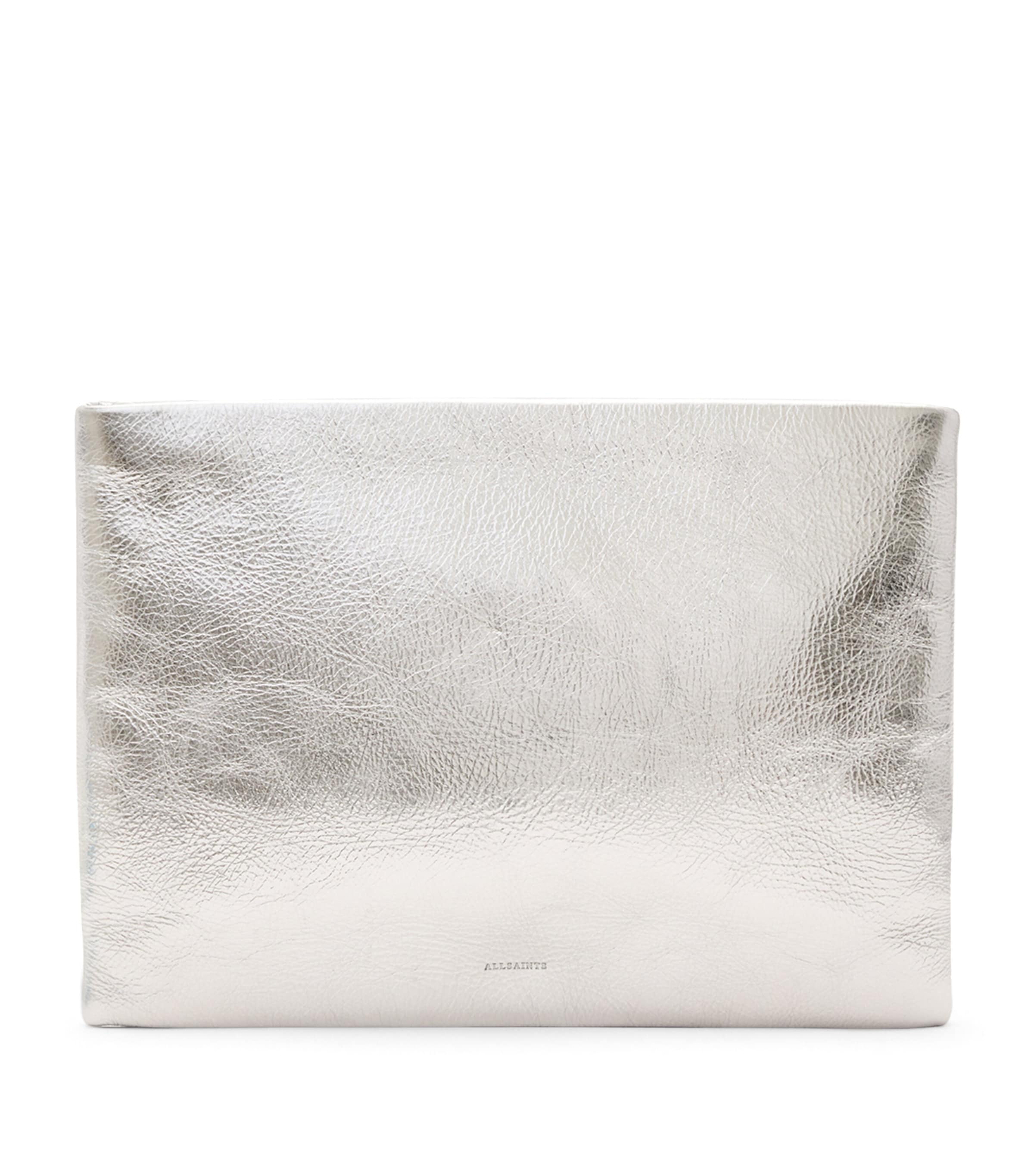 ALLSAINTS METALLIC LEATHER BETTINA CLUTCH BAG