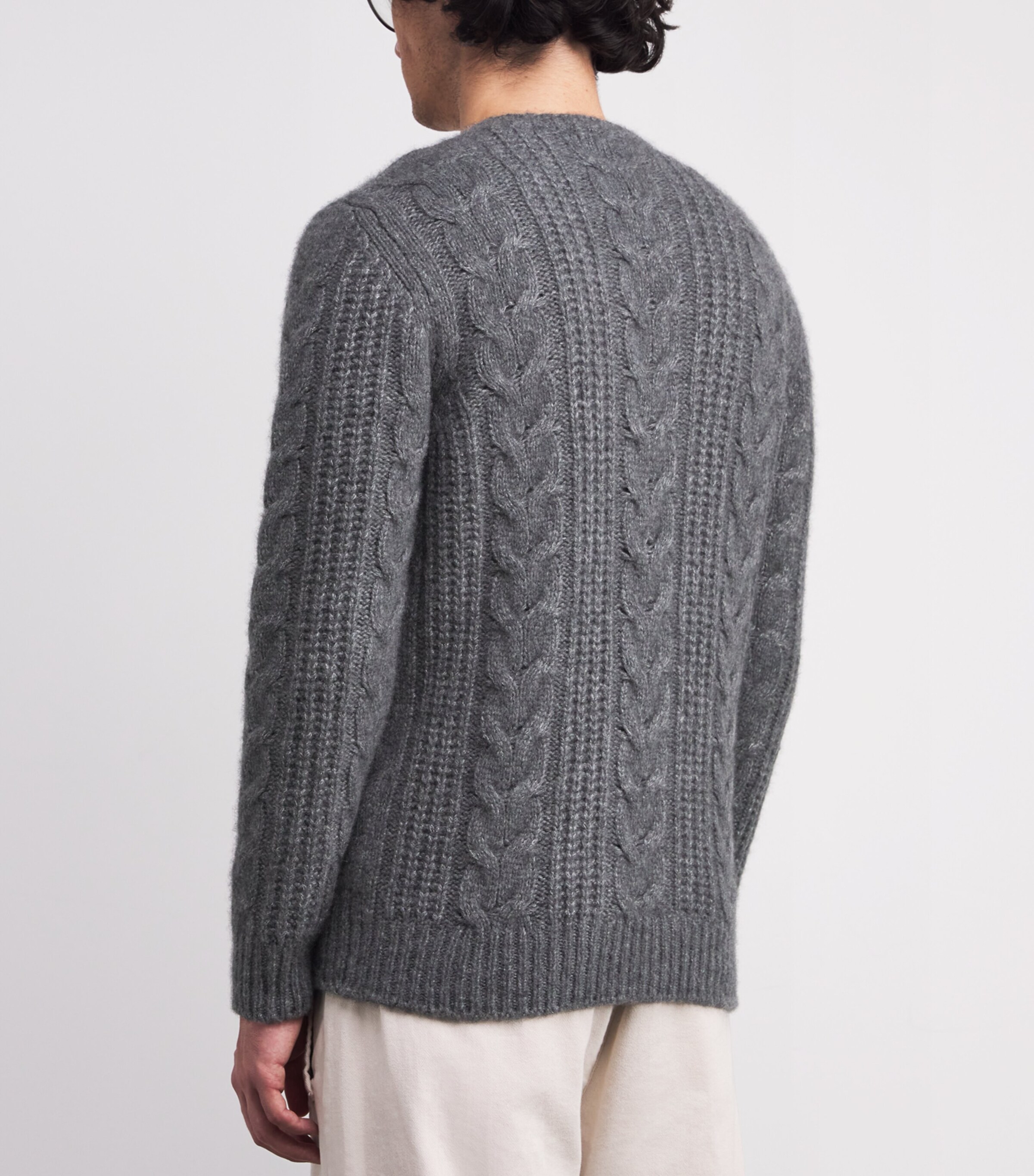 Cashmere-Silk Braided Sweater GRIGIO MEDIO MELANGE Image 4
