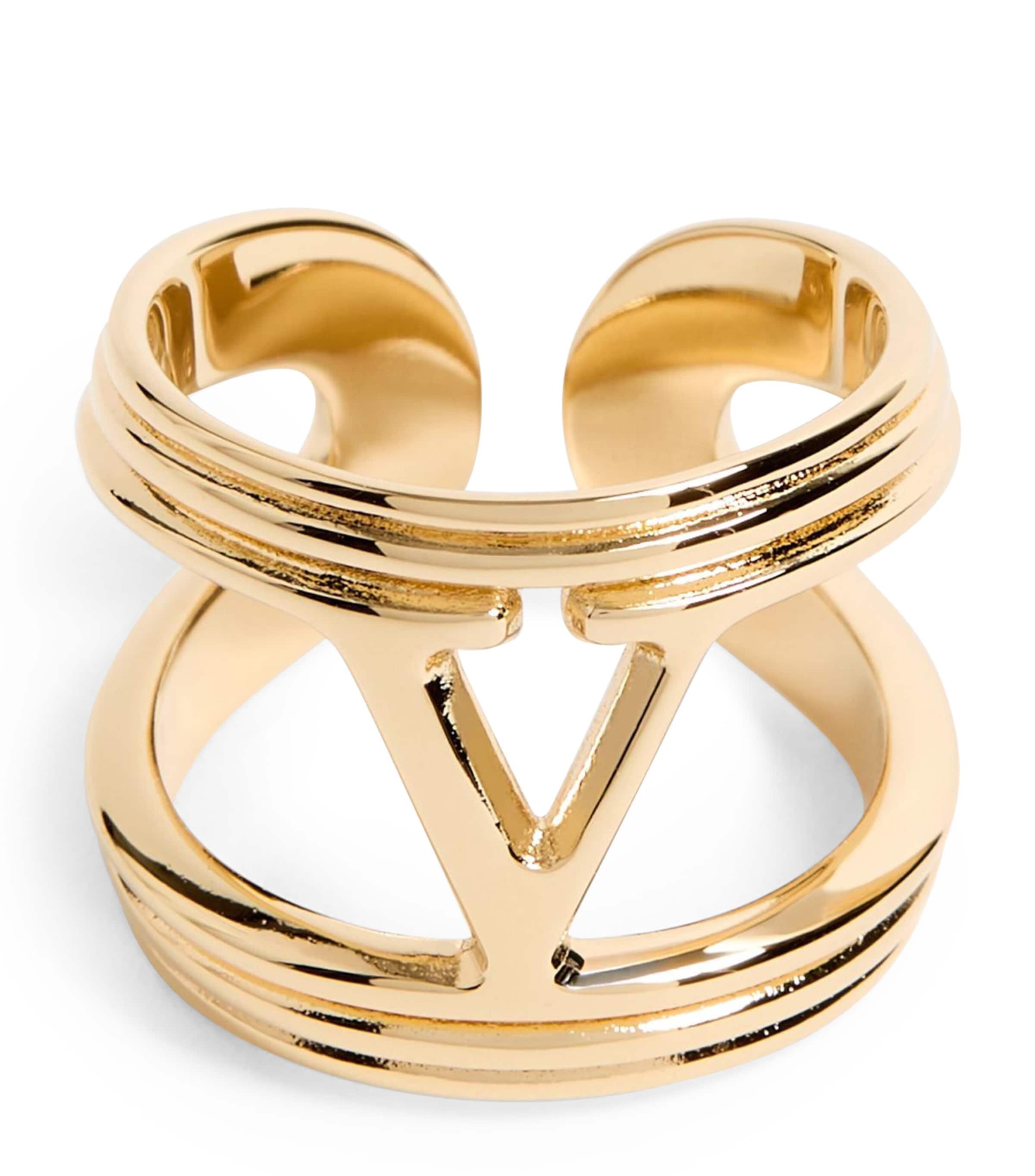 Valentino Garavani Gold-Tone VLogo Signature Ring | Fashion Jewellery | Rings | Designers | Valentino Garavani | Men Clothing | Knitwear | Cardigans | Women Clothing | Skirts | Mini Skirts | Women Shoes | Boots | Biker Boots