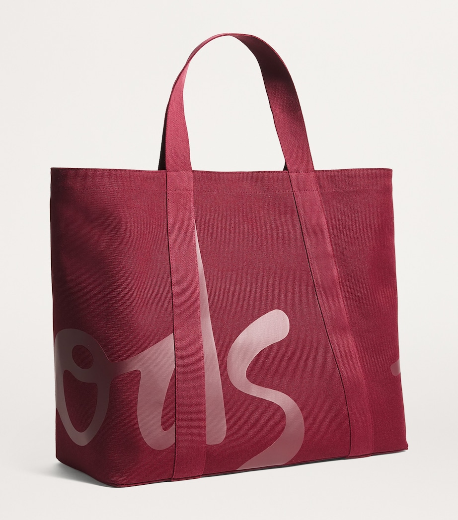 Harrods Large Cotton Logo Tote Bag Berry Image 3