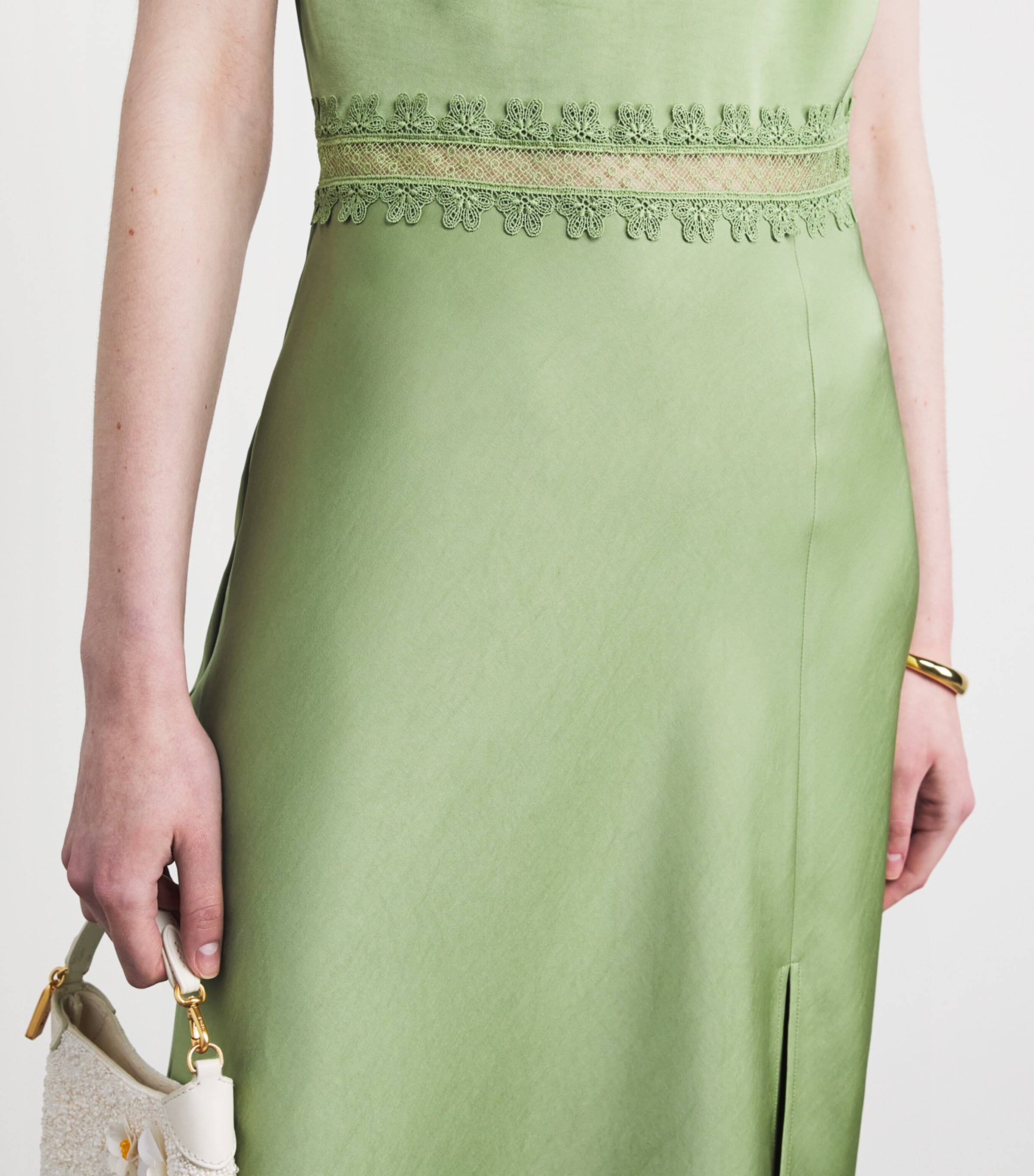 claudie pierlot green dress Designer BNWT Claudie Pierlot Size 8 36 FR Wasabi Green Midi Women's Dress
