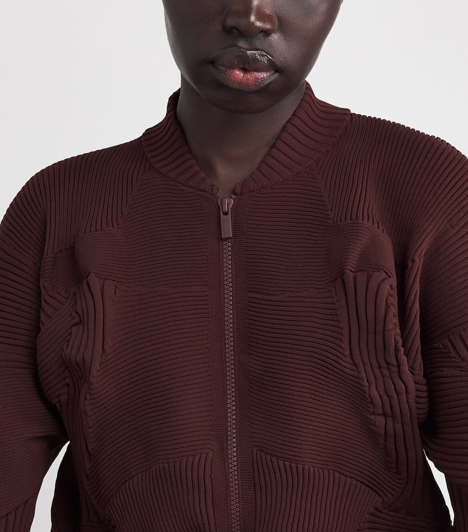 Issey Miyake Womens Knitted KONE KONE Jacket Dark Brown Image 3
