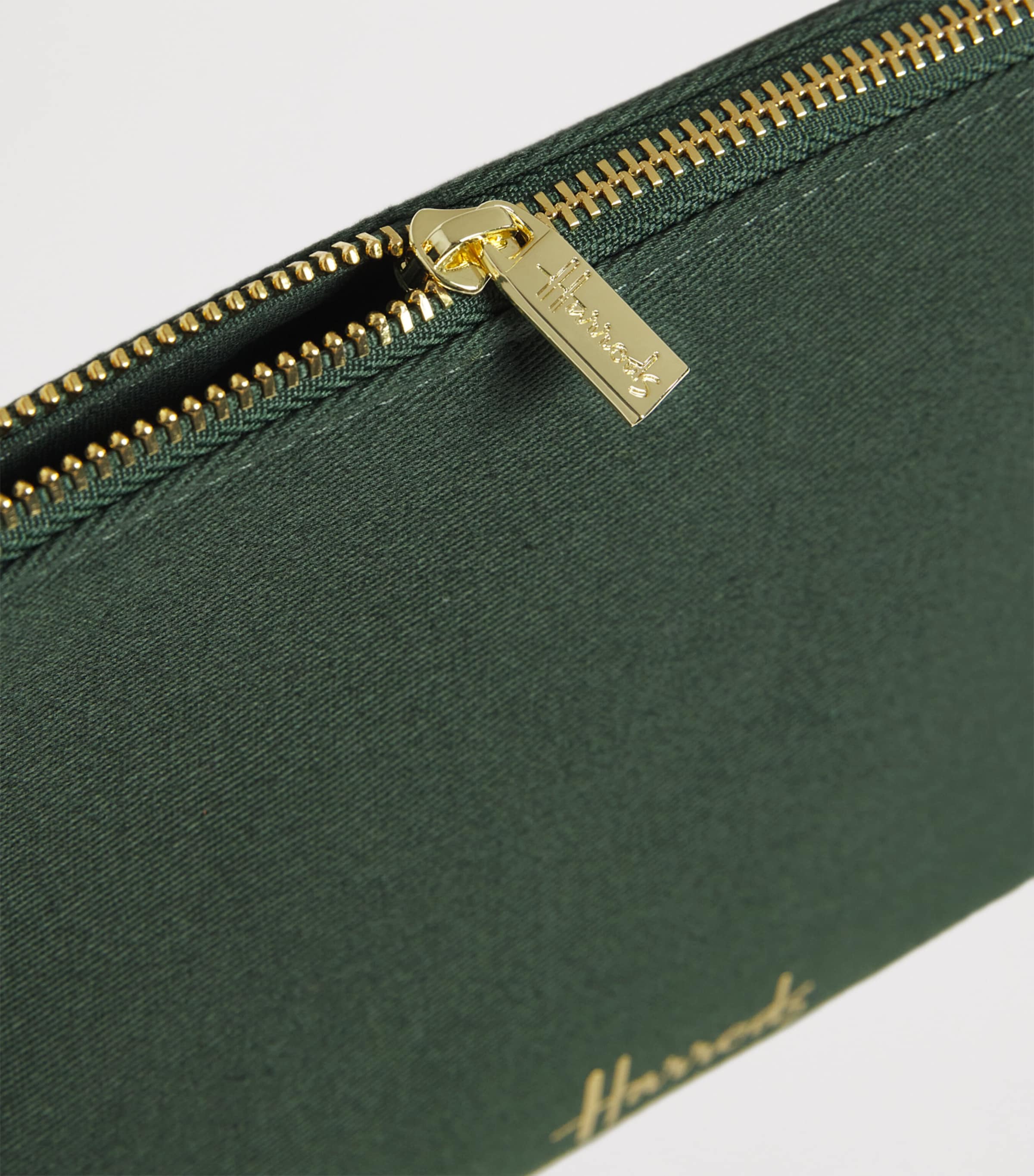 Harrods Zipped Logo Cosmetic Bag Harrods Green Image 4