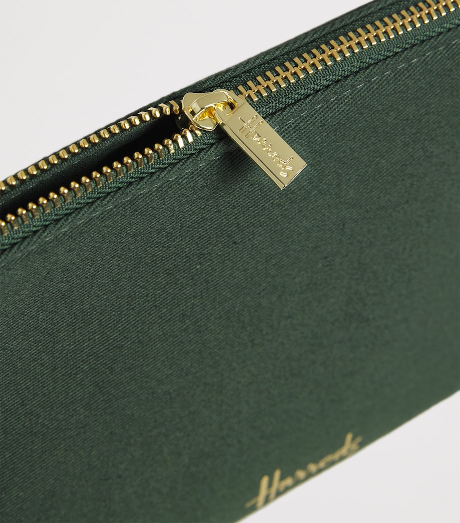 Zipped Logo Cosmetic Bag HARRODS GREEN Image 4