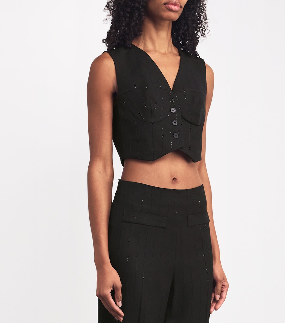 Sequin-Stripe Waistcoat BLACK Image 3
