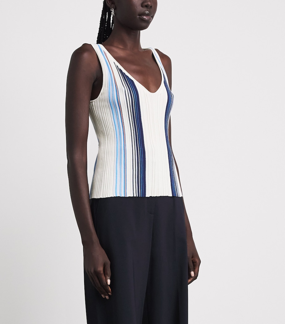 Theory Womens Ribbed Stripe Tank Top Chk Ivory Multi Image 4