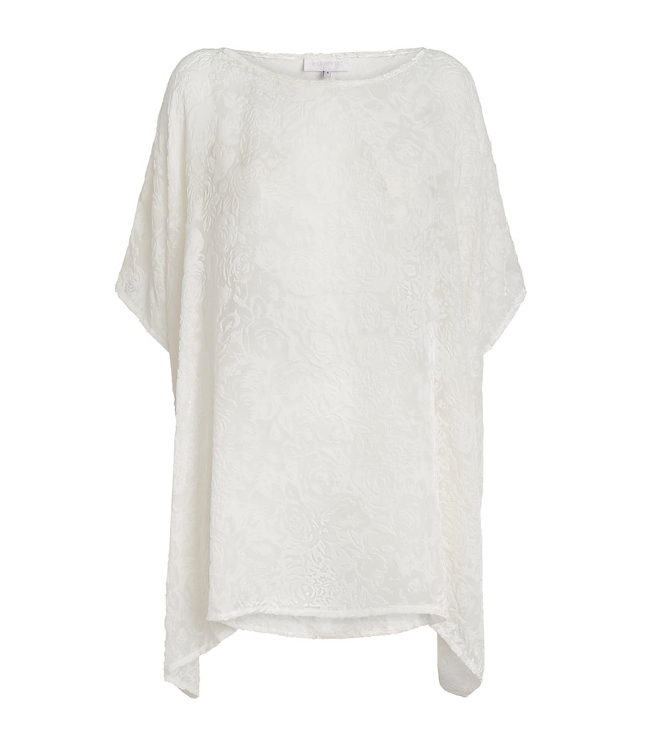 Eskandar Womens Velvet Floral Kaftan Blouse White Image 1
