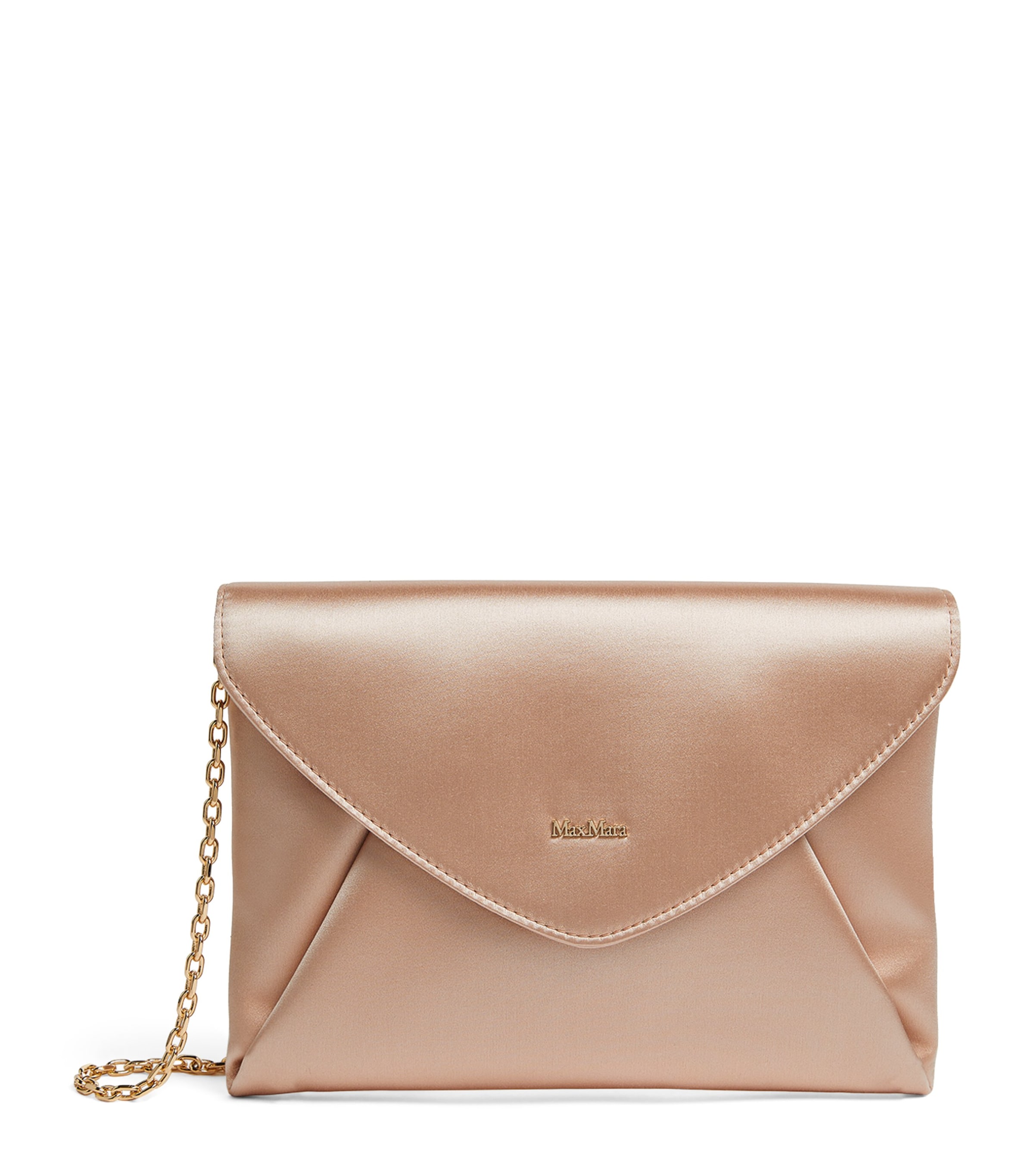 Max Mara Satin Envelope Clutch Bag In Pink