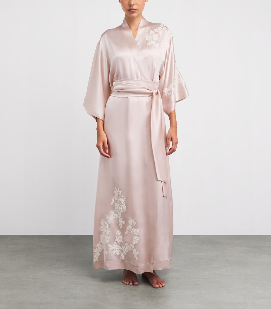 Carine Gilson Womens Silk Lace-Trim Julia Kimono Silverpink/naturel Image 4