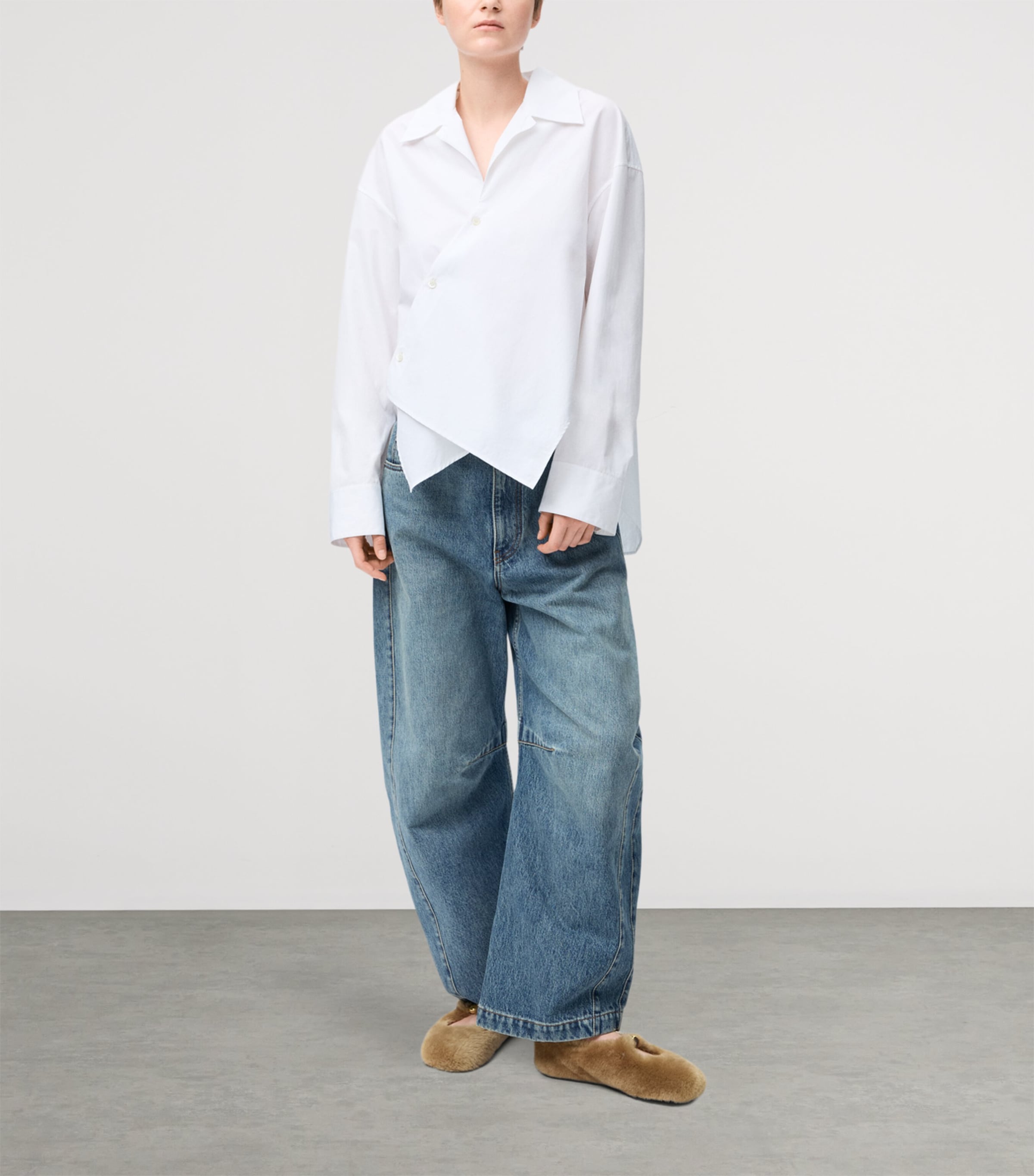 Cotton-Blend Asymmetric Shirt WHITE Image 2