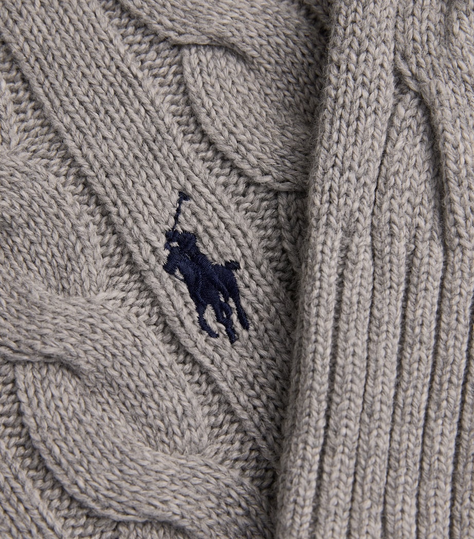 Cable-Knit Polo Pony Sweater GREY Image 6