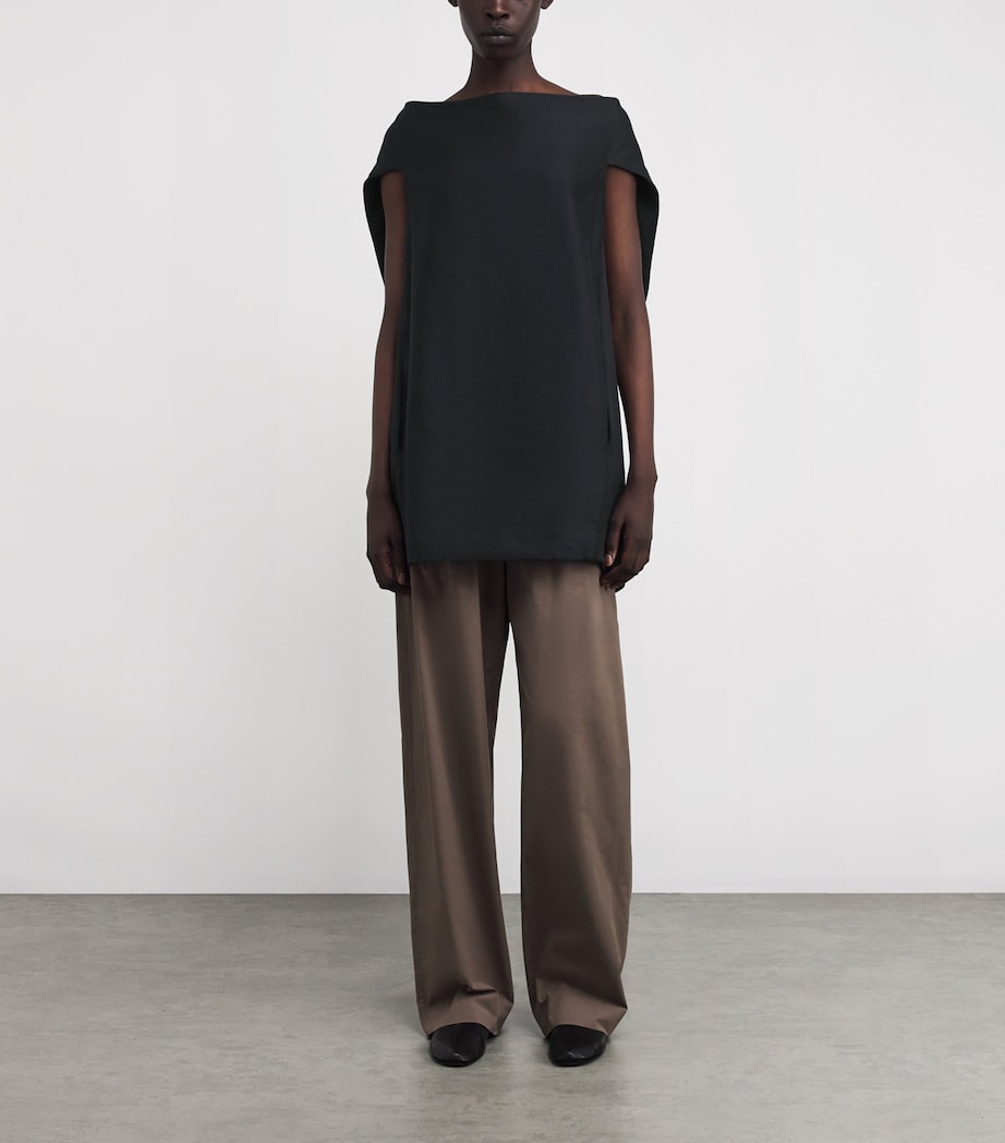 The Row Womens Pallenberg Ramie-Cotton Blouse Black Image 2