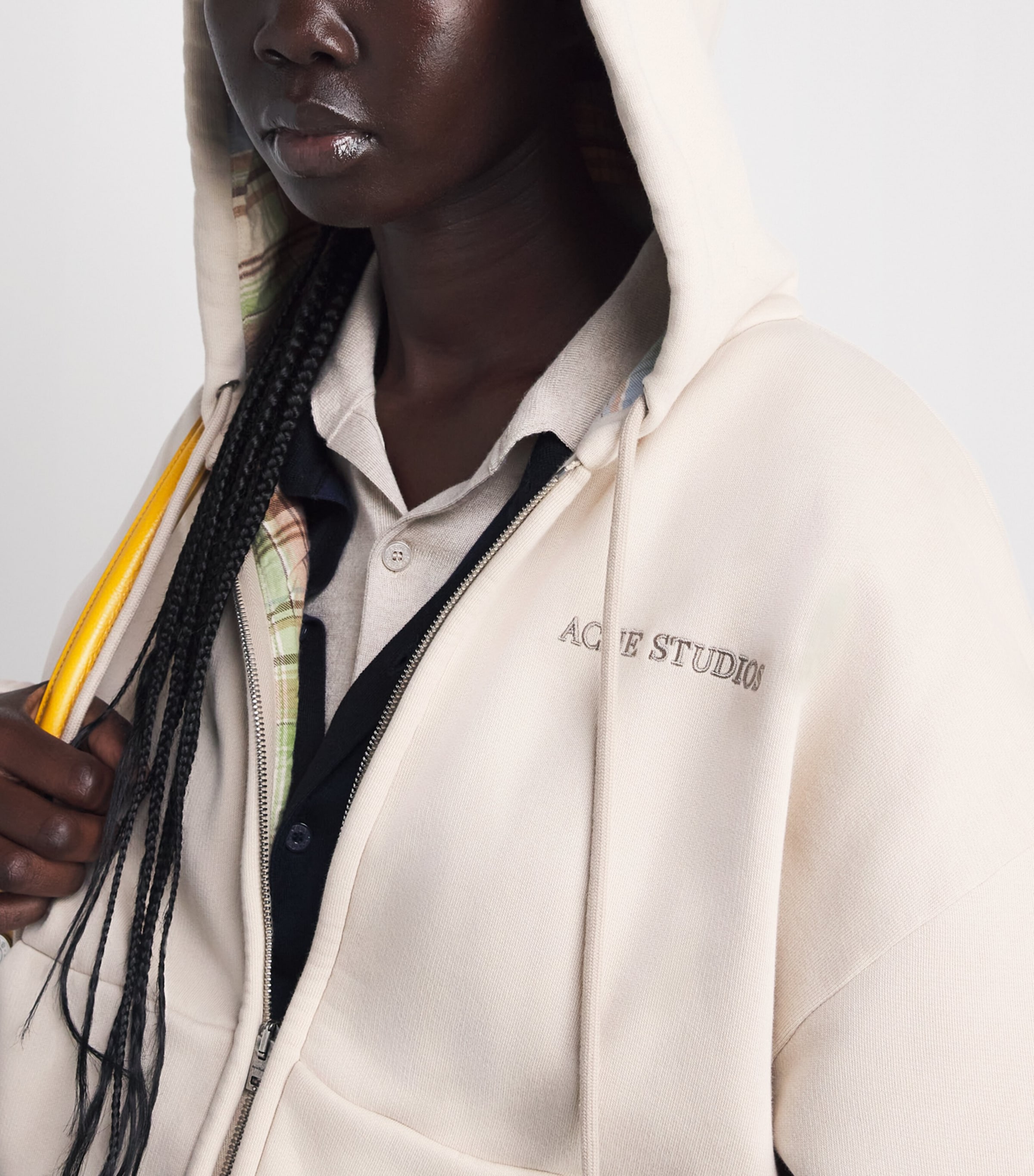 Acne Studios Womens Cotton Logo Hoodie Pebble Beige Image 3