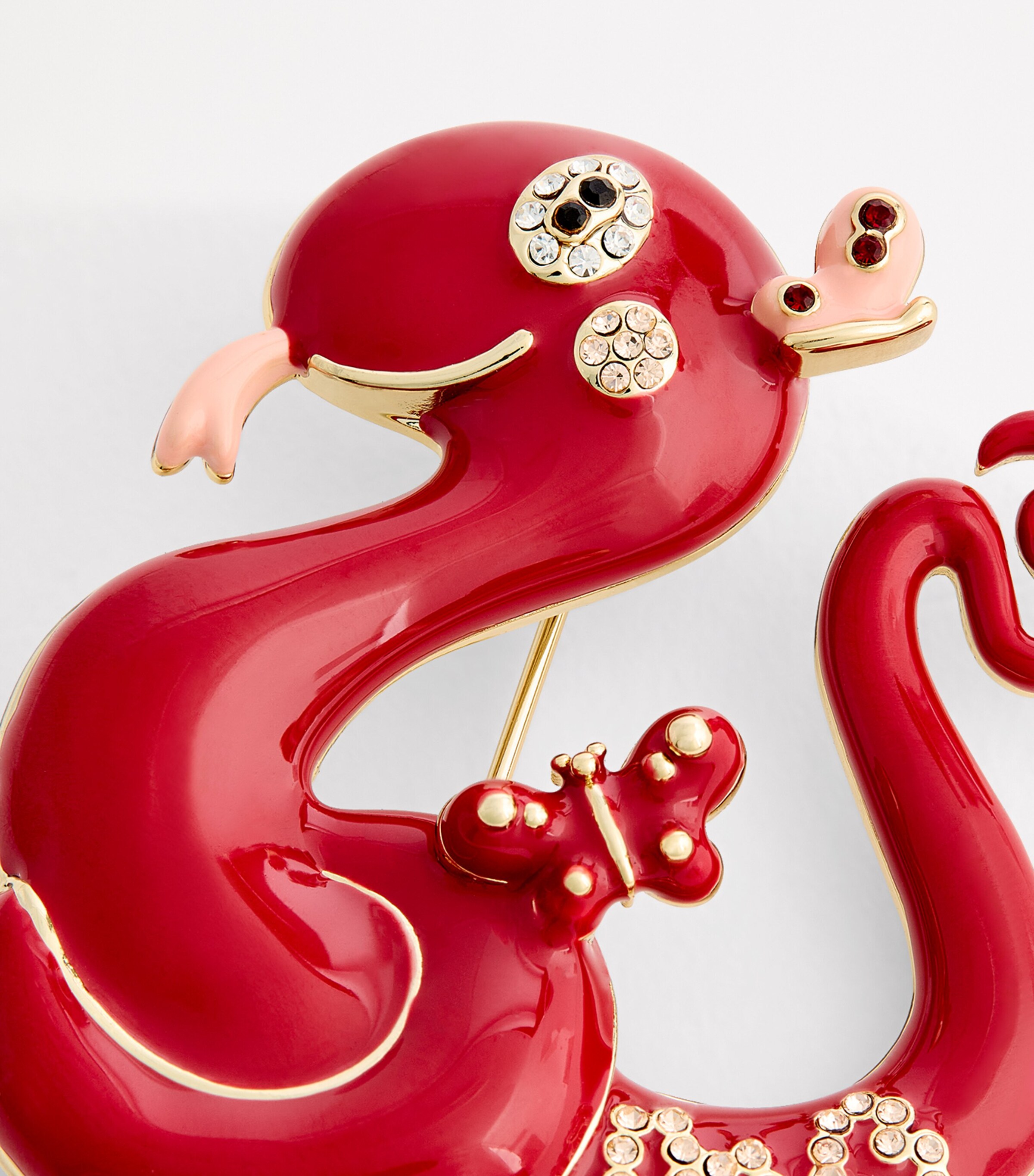 Weekend Max Mara Enamel Snake Brooch Red Image 4