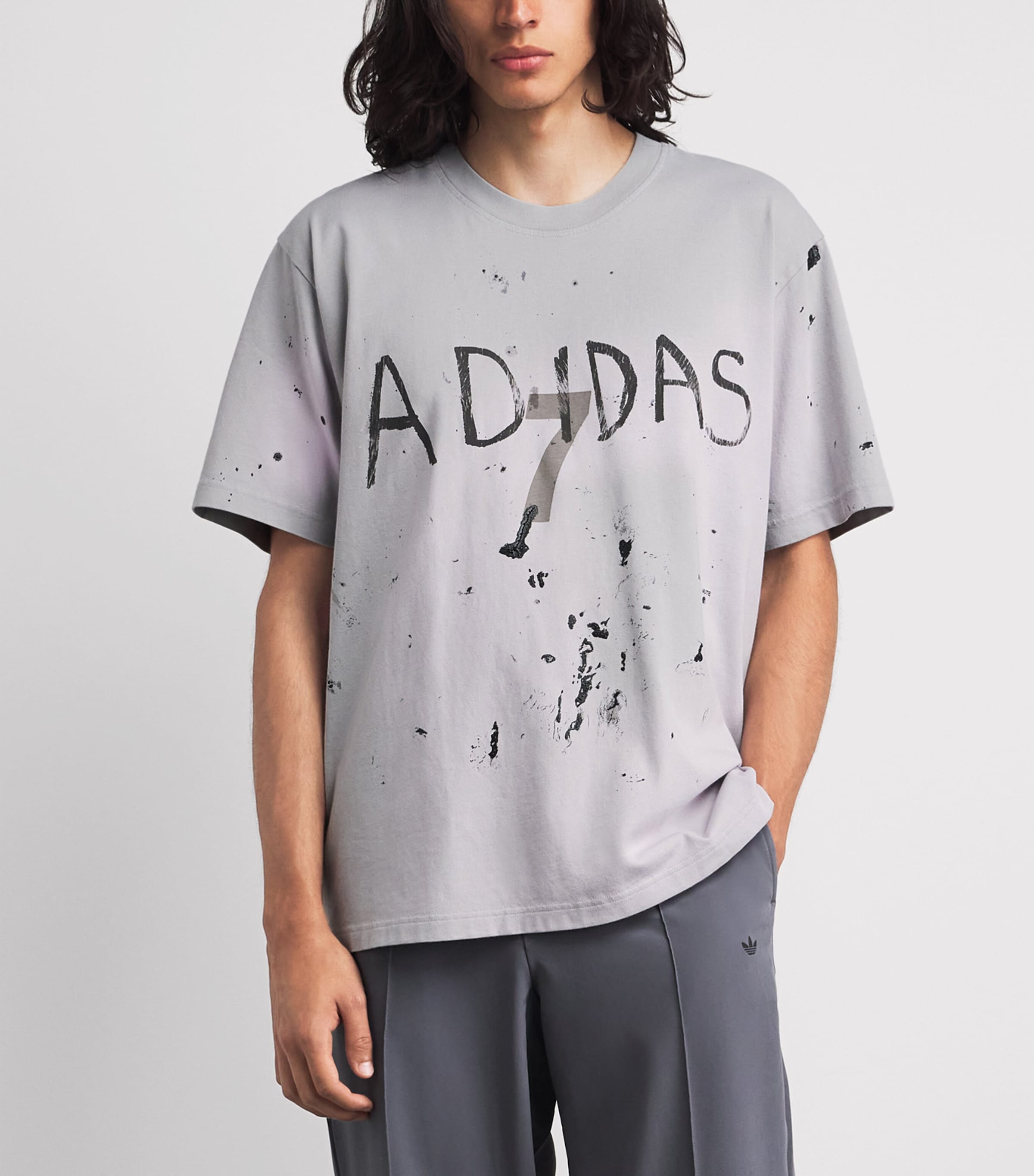 adidas Mens x Song for the Mute 7 Printed T-Shirt Grey Two Image 4