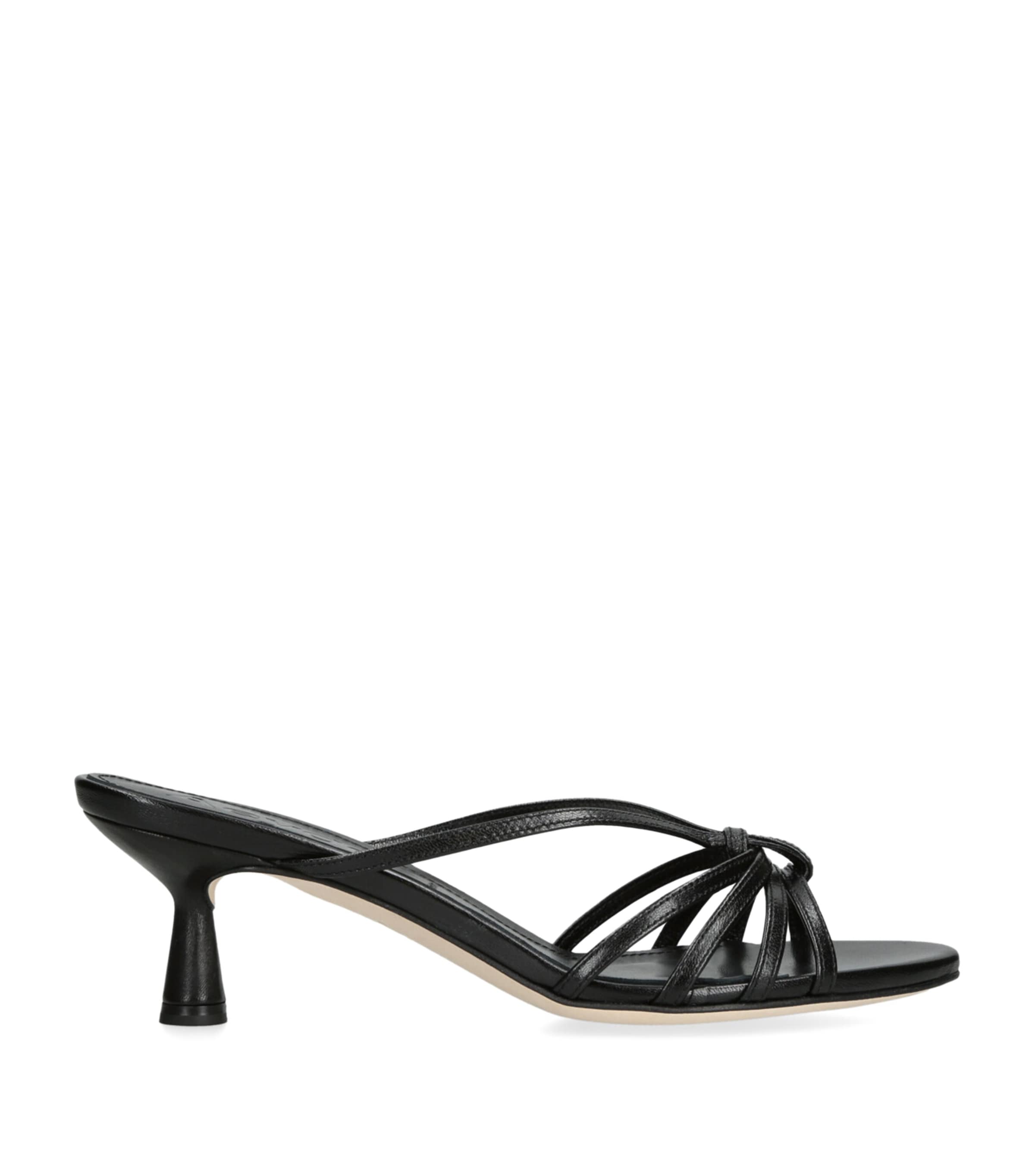 Shop Aeyde Leather Abby Heeled Sandals 55 In Black
