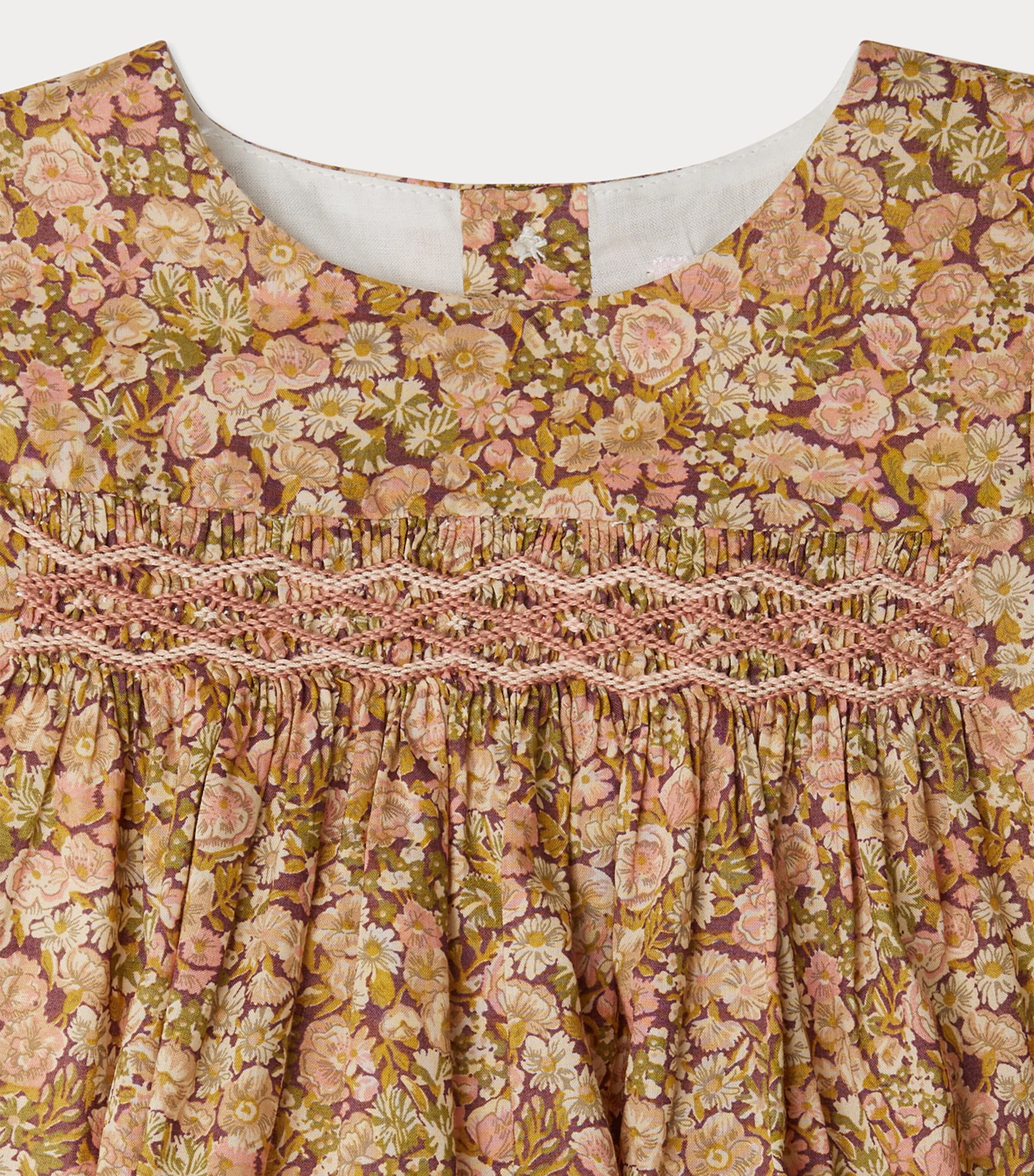 Cotton Floral Smocked Dress (3-18 Months) FL ROSE CAMELIA Image 3