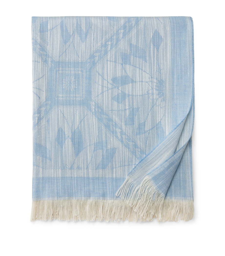 Pratesi Silk-Cotton-Linen Throw (150cm x 180cm) Medium Blue Image 1