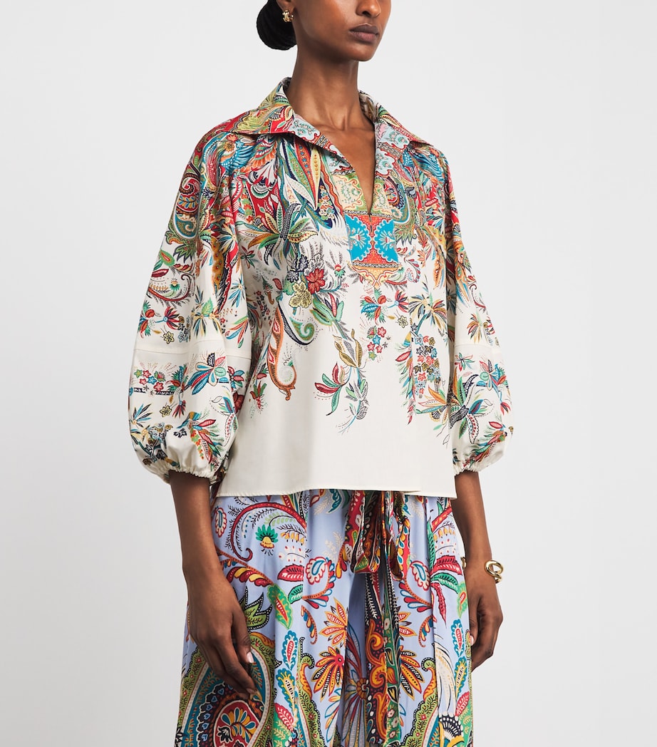 Etro Womens Poplin Floral Print Blouse Prnt/white Bs Image 4