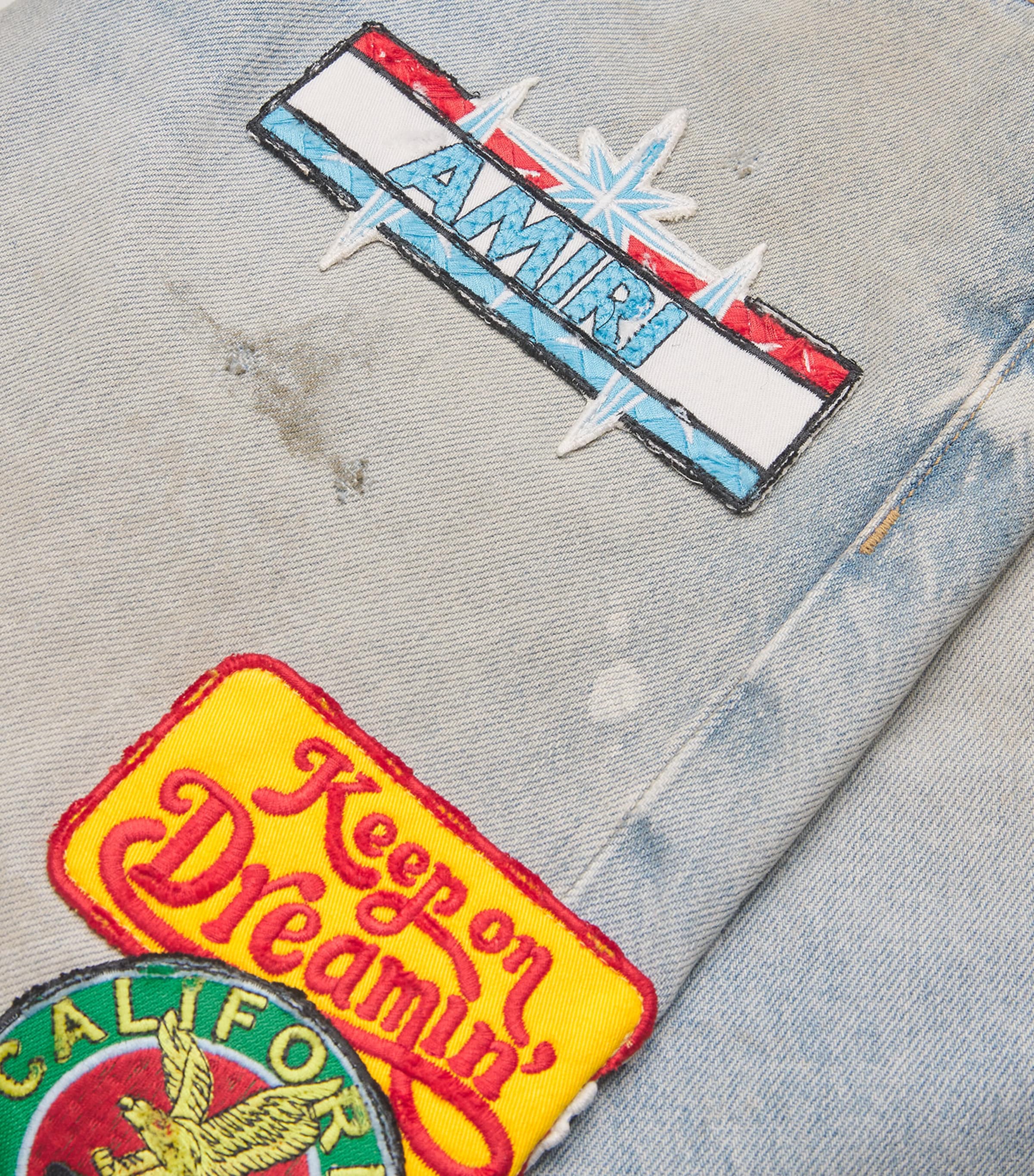 AMIRI Mens Station Patch Denim Shorts Antique Indigo Image 5