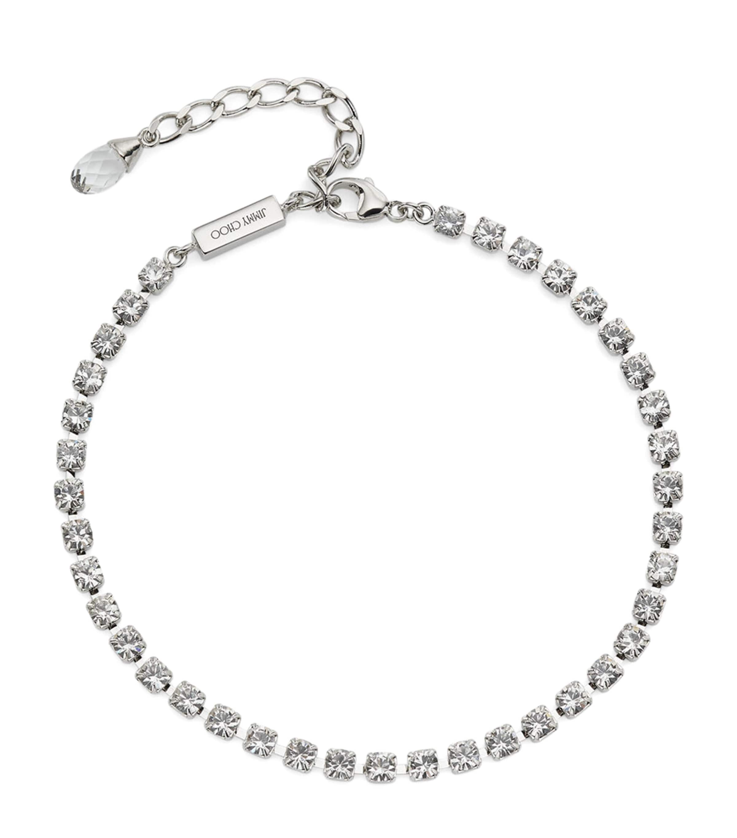 Jimmy Choo Saeda Crystal Anklet In Silver