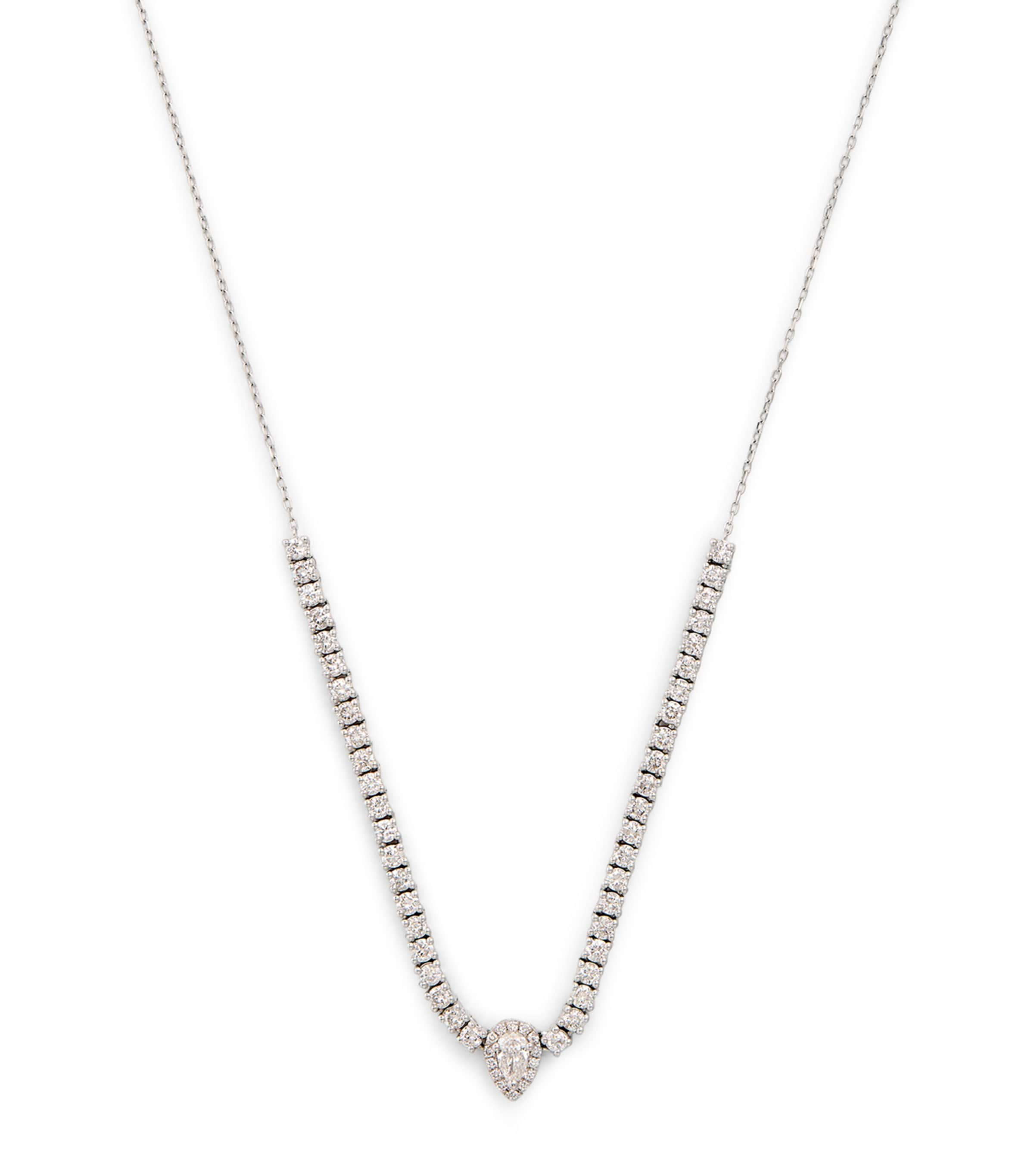 Shop Persée White Gold And Diamond Pear Tennis Necklace