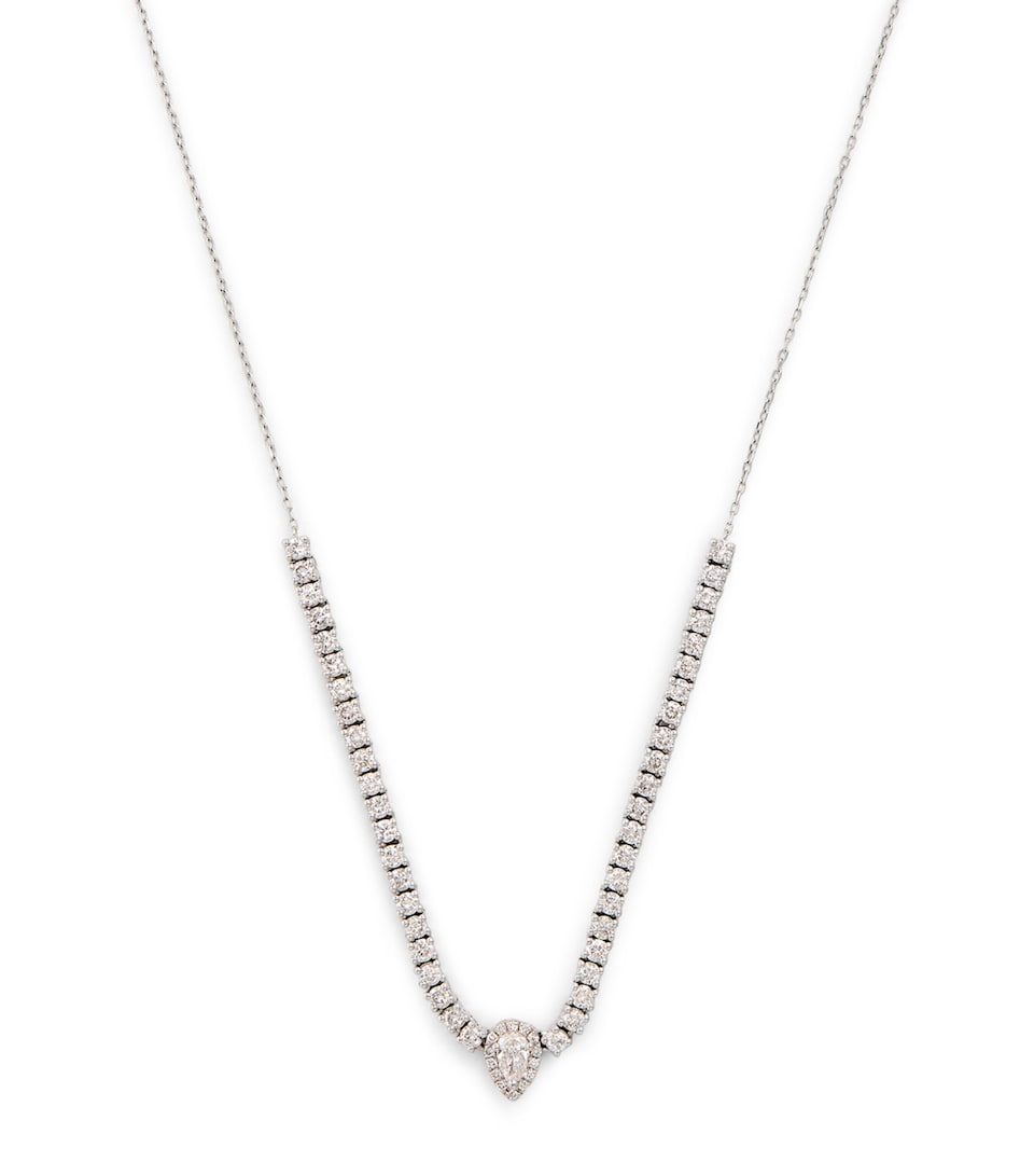 Persée White Gold and Diamond Pear Tennis Necklace White Gold