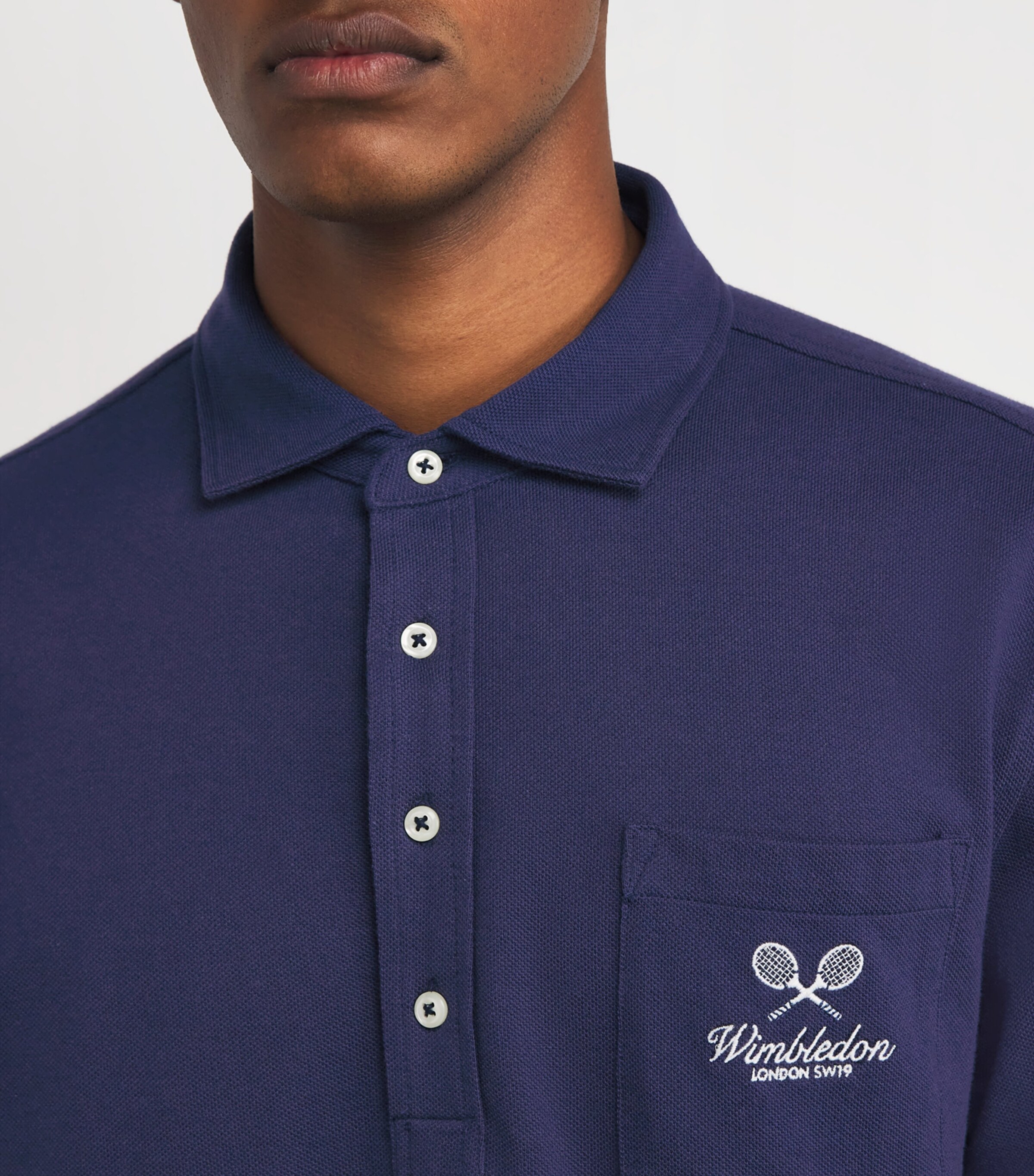 Her lip to￤Laurel Emblem Polo Shirt RLX Ralph Lauren Navy x Wimbledon Cotton Logo Crest Polo Shirt