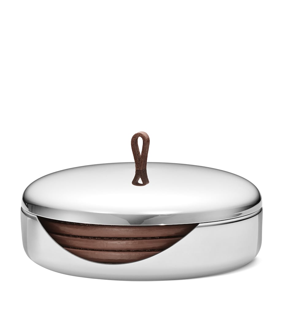 Sky Leather Coasters (Set of 4) SILVER Image 1